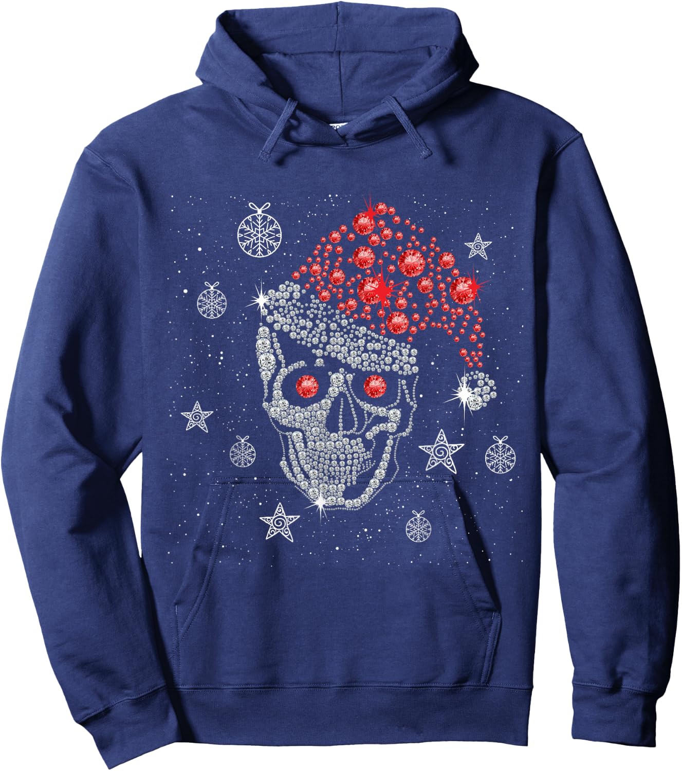 Sugar Skull with Santa Hat Christmas Pajama Xmas Gifts Hoodie - Hoodie | Navy