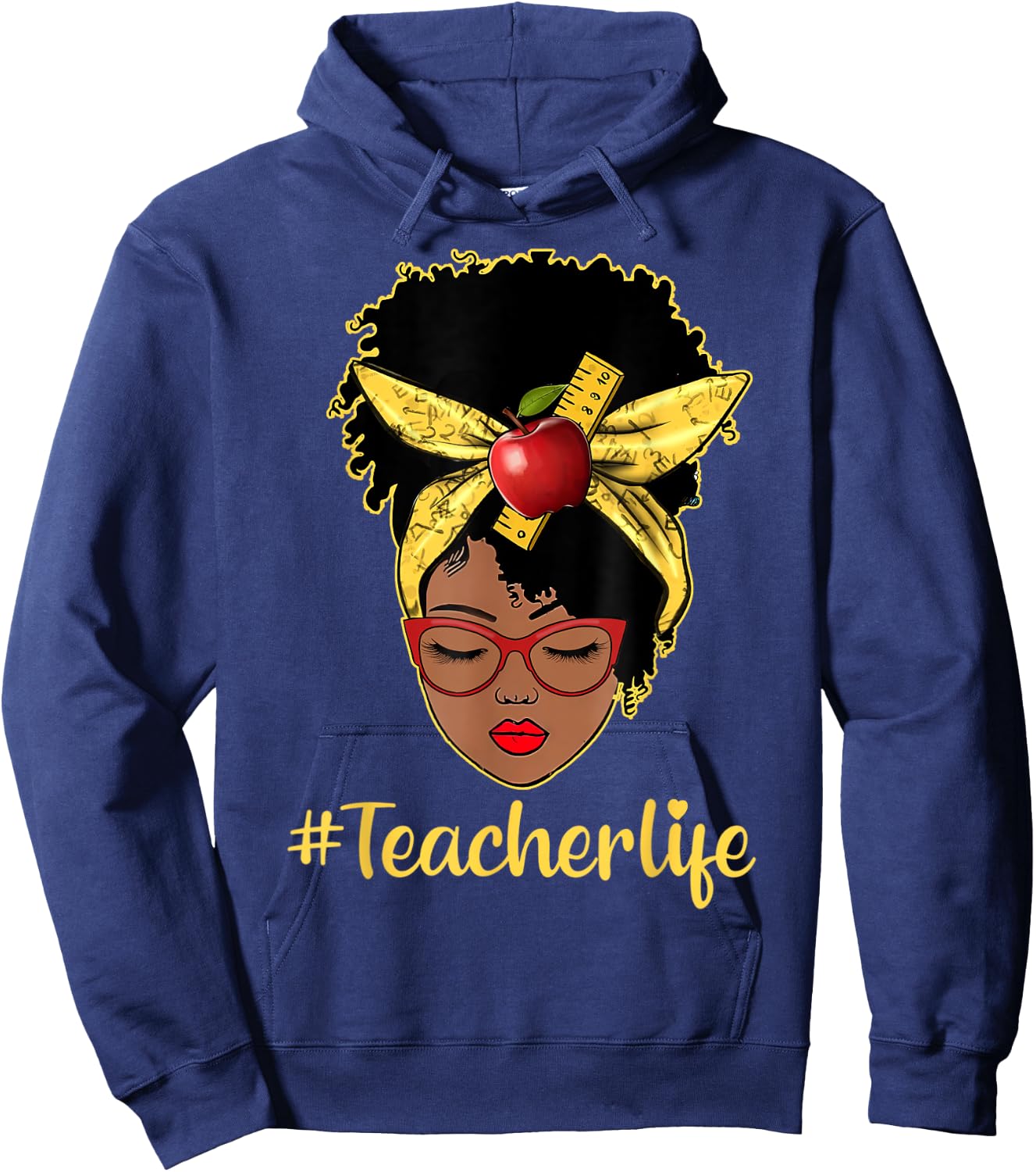 Teacher Life Black Afro African Melanin Women Back To School Hoodie - Hoodie | Navy