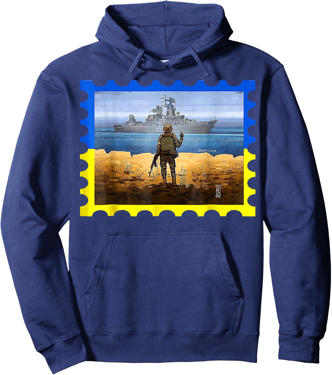 Vintage Ukraine Postage Stamp Flag Pride Hoodie - Hoodie | Navy