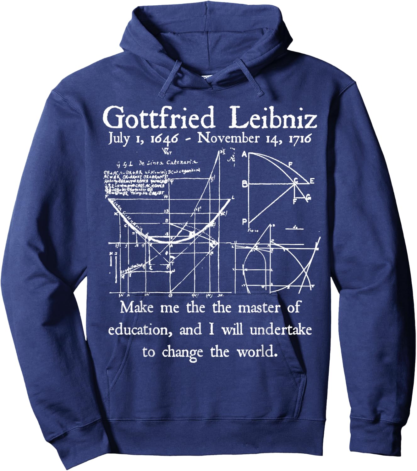 Nerdy Vintage Leibniz Master of Education Math Teacher Hoodie - Hoodie | Navy