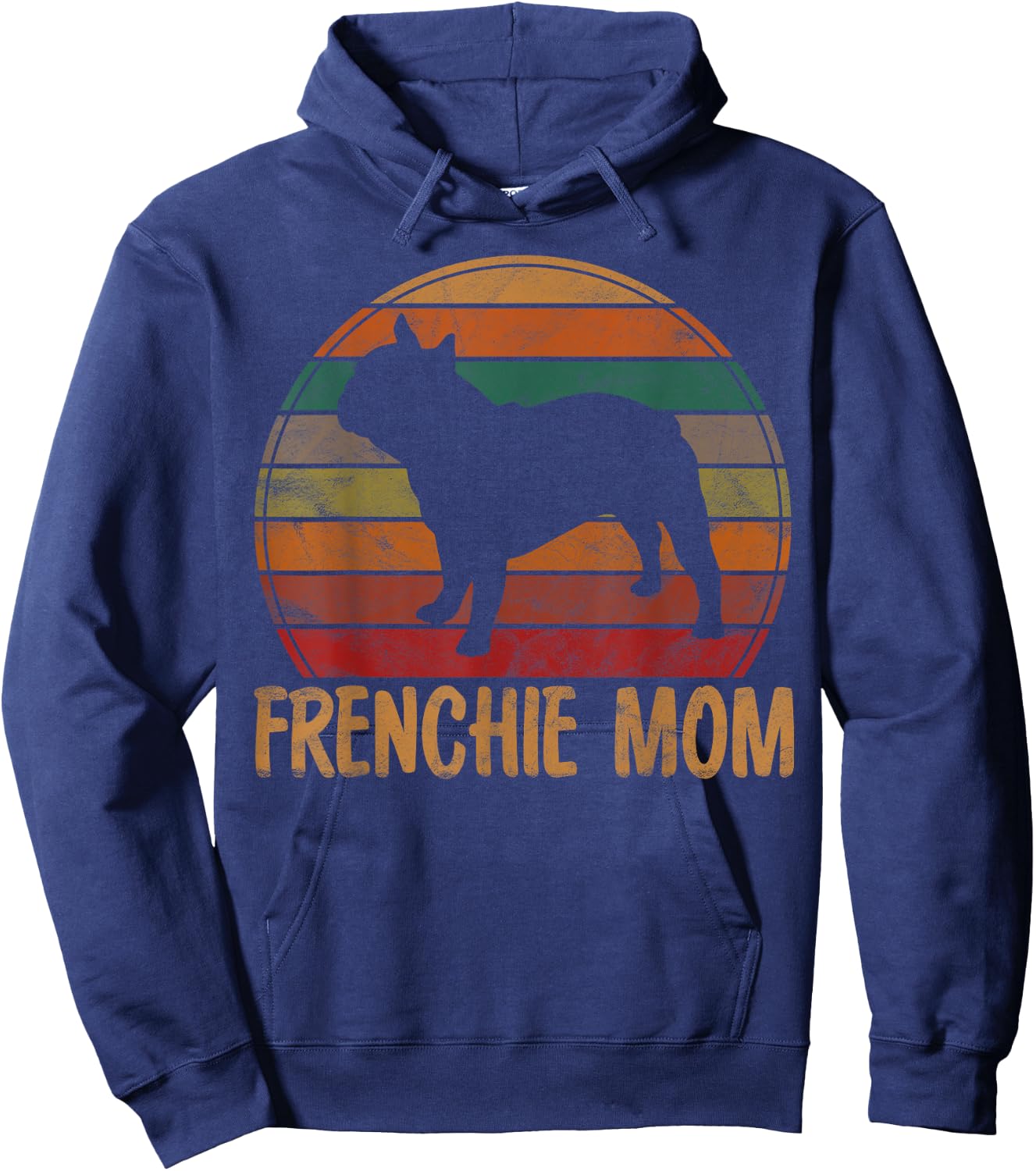 Retro French Bulldog Mom Gift Dog Mother Pet Frenchie Mama Hoodie - Hoodie | Navy