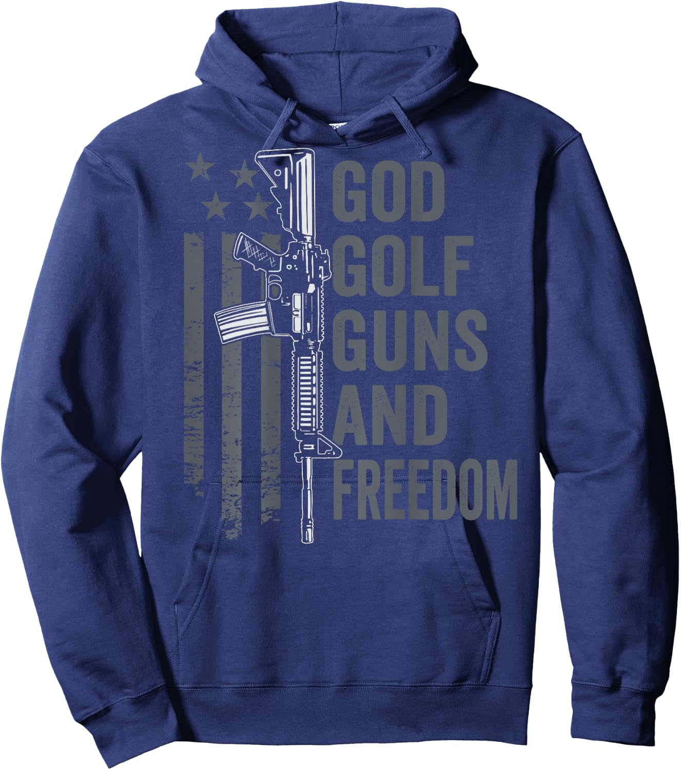 God Golf Guns & Freedom - Funny Pro Guns Golfer (ON BACK) Hoodie - Hoodie | Navy