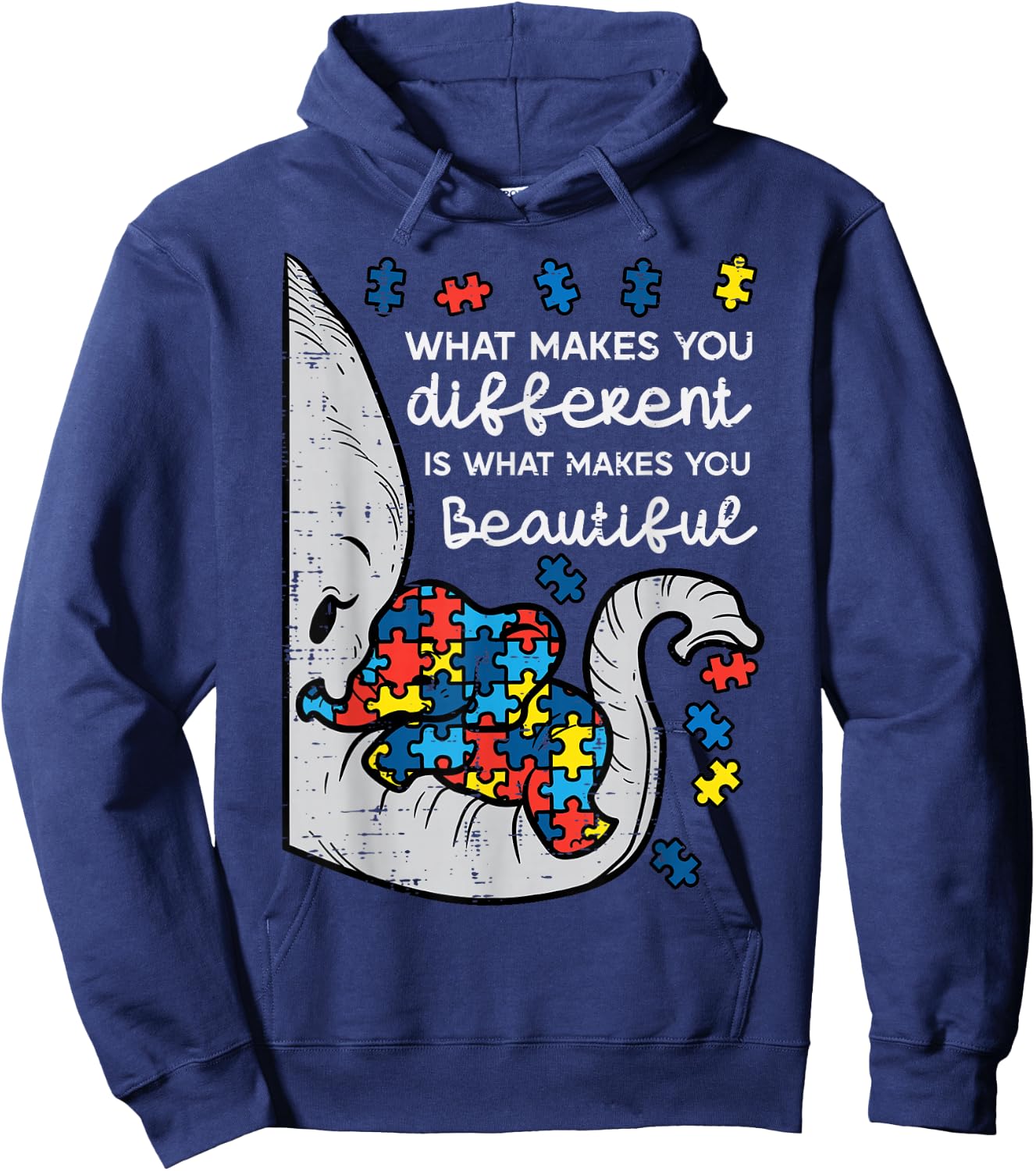 Elephant What Makes You Different Autism Awareness Women Kid Hoodie - Hoodie | Navy