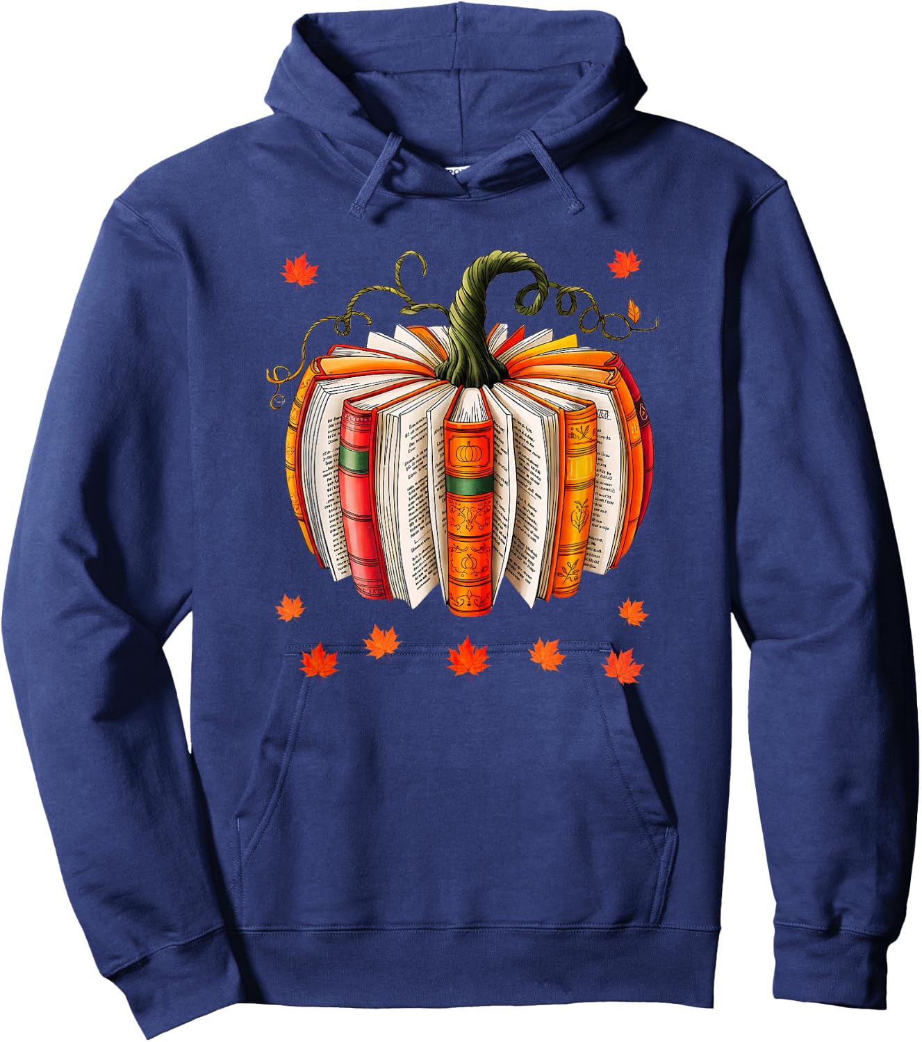 Book Lover Pumpkin Book Teacher Fall Halloween Thanksgiving Hoodie - Hoodie | Navy