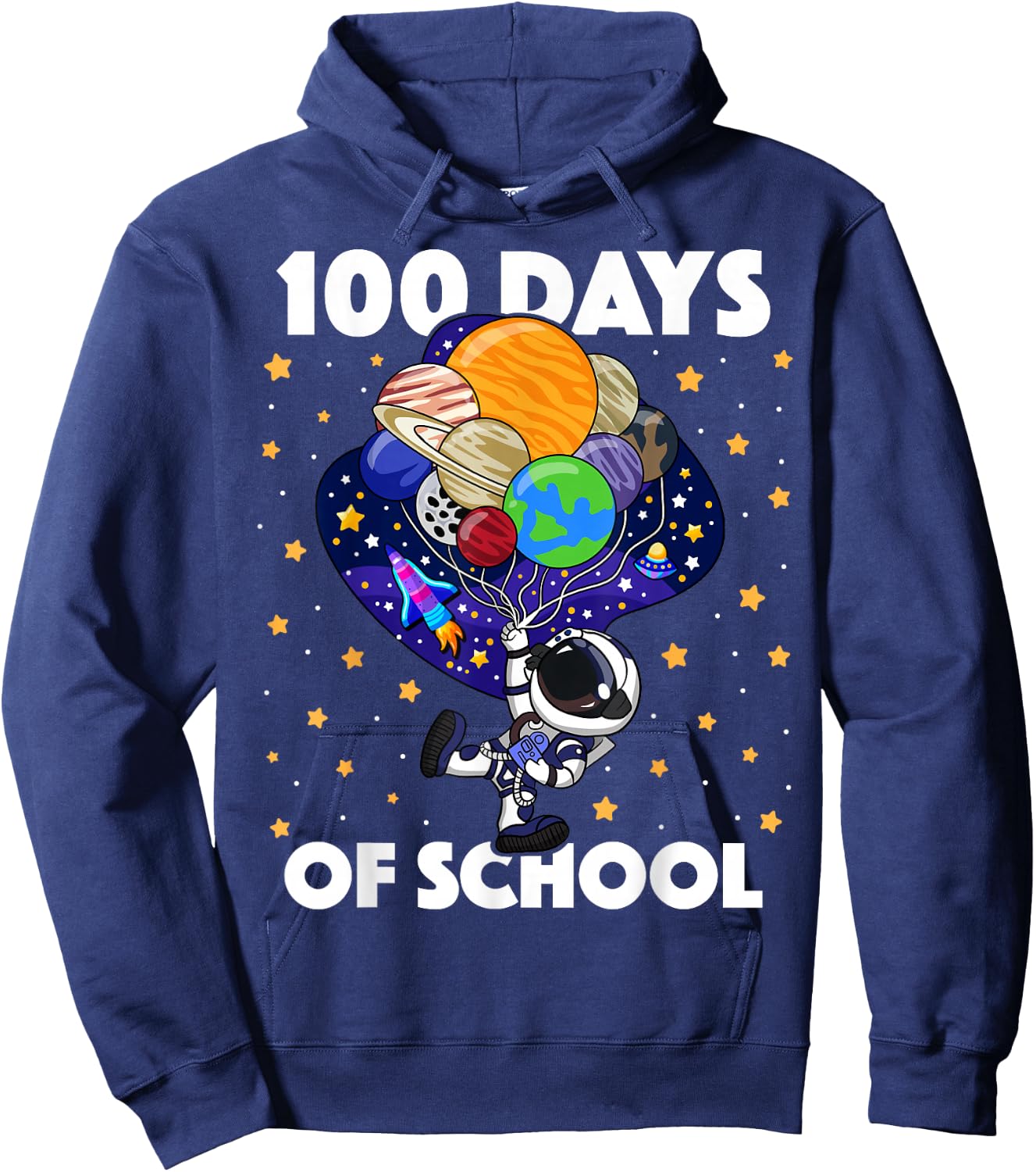 100 Days of School Astronaut Space Boys Kids 100th Day Hoodie - Hoodie | Navy