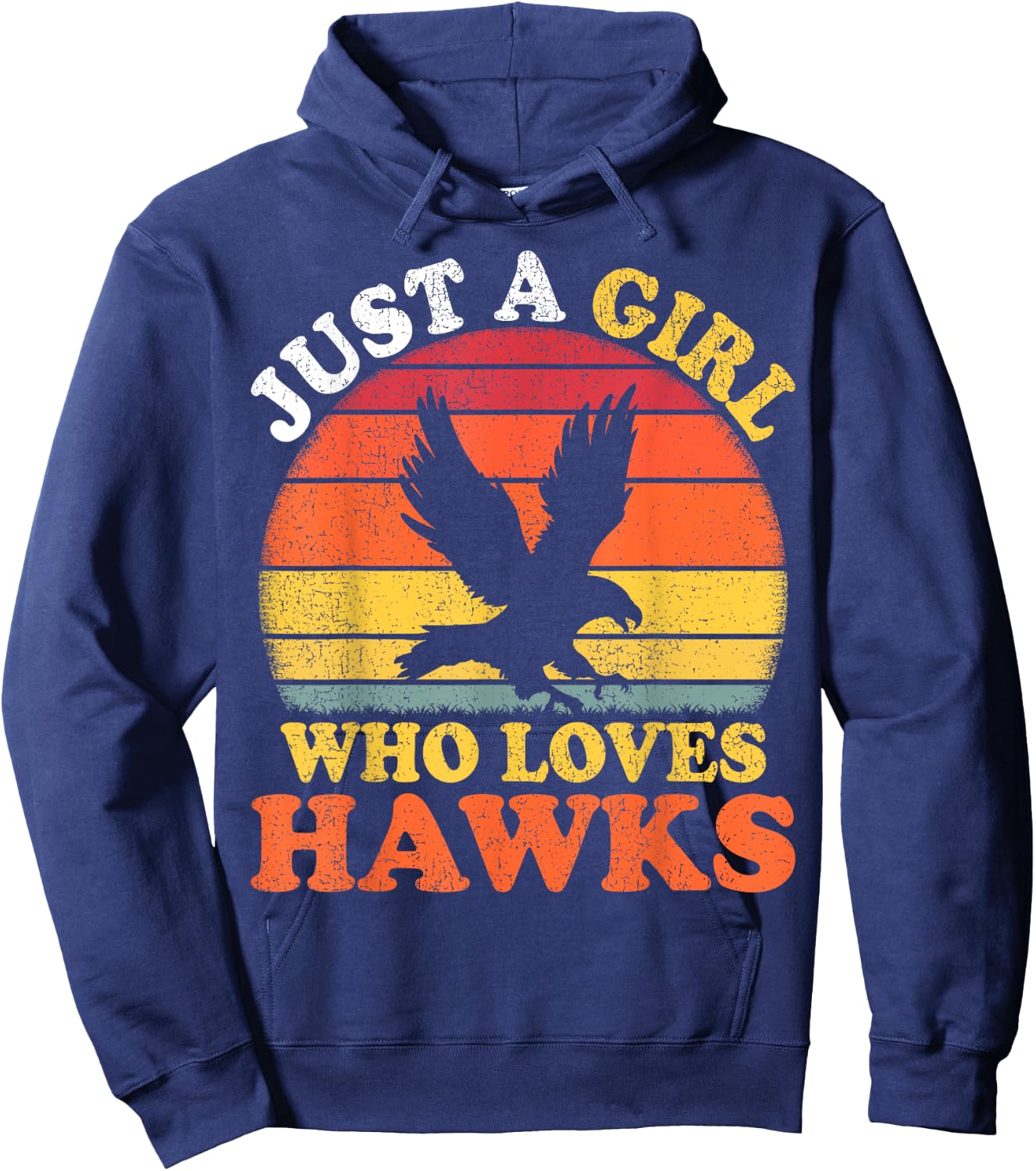 Hawk Bird Vintage Just A Girl Who Loves Hawks Hoodie - Hoodie | Navy