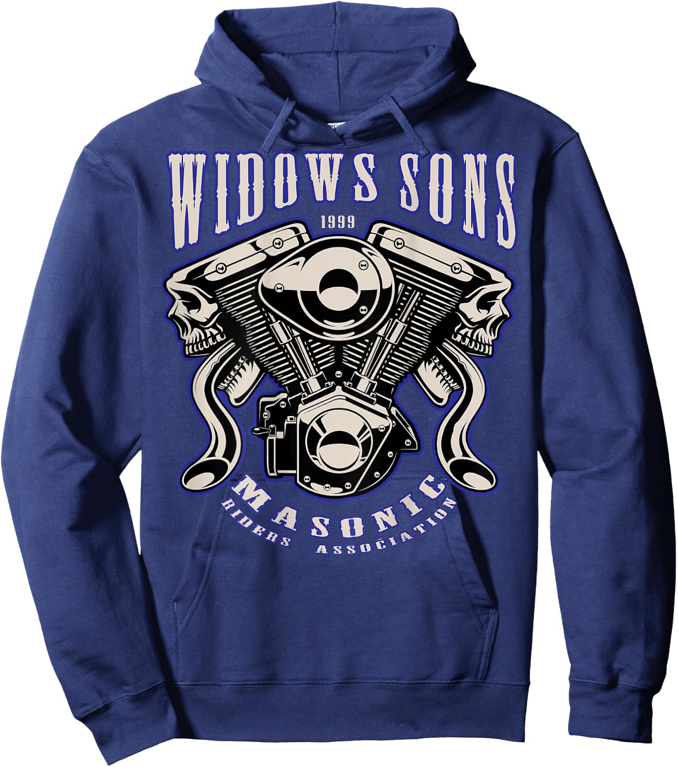 Masonic Merch Widows Sons V-Twin Hoodie - Hoodie | Navy