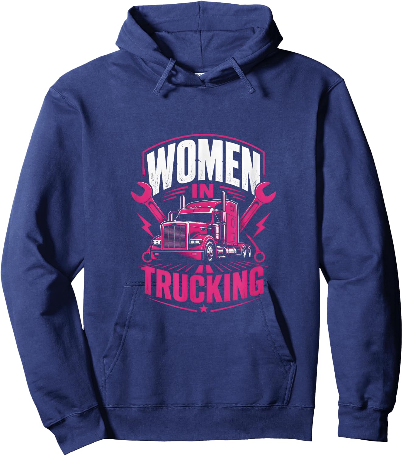 Women in Trucking Lady Trucker Semi Driver Hoodie - Hoodie | Navy