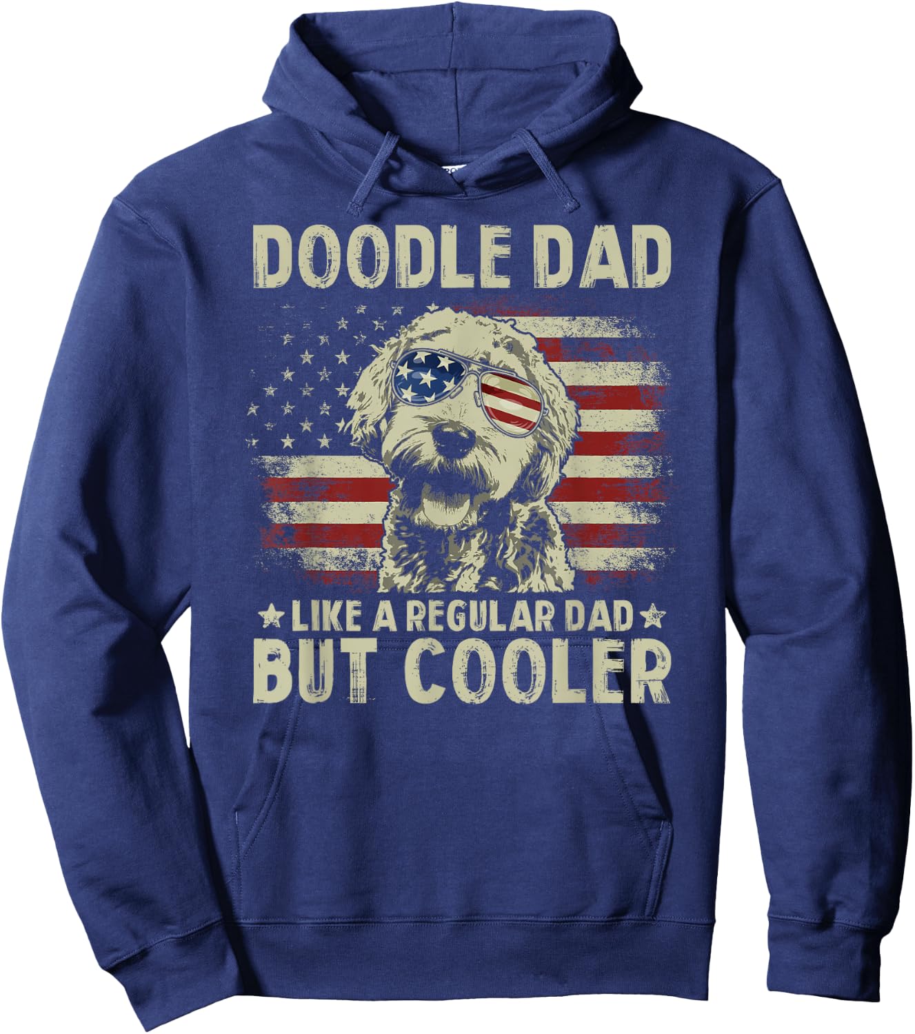 Vintage USA Flag Goldendoodle Doodle Dad Fathers Day Men Hoodie - Hoodie | Navy