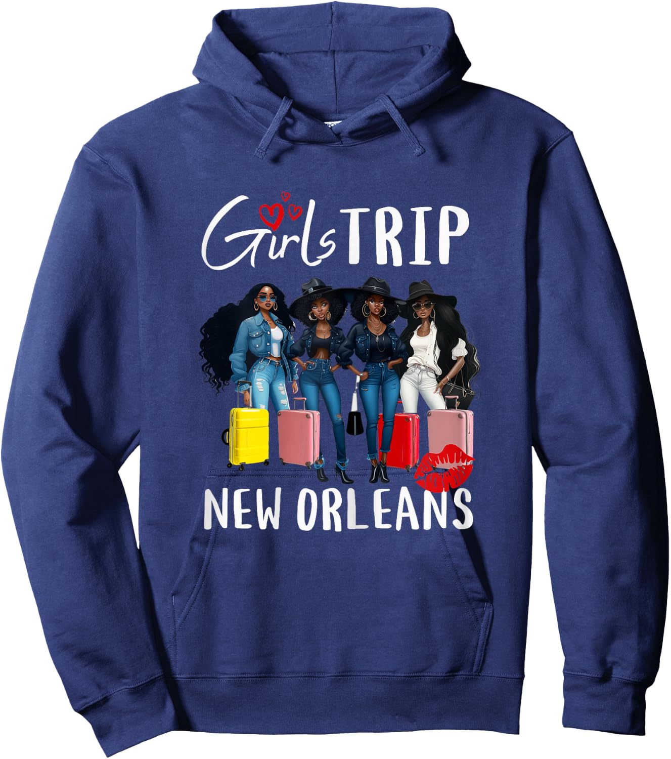 New Orleans Melanin Black Women Girls Trip Birthday Vacay Hoodie - Hoodie | Navy