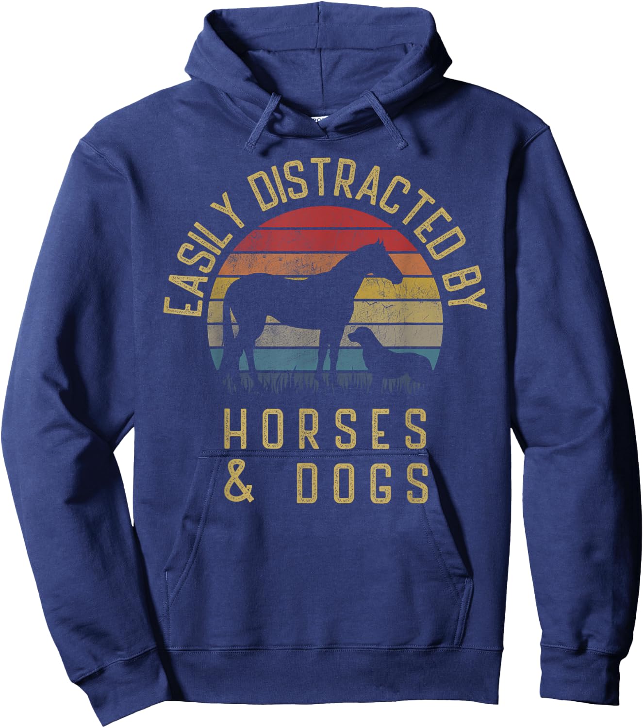Easily distracted by horses and dogs I like heart horse dog Women Girls Kids Hoodie - Hoodie | Navy