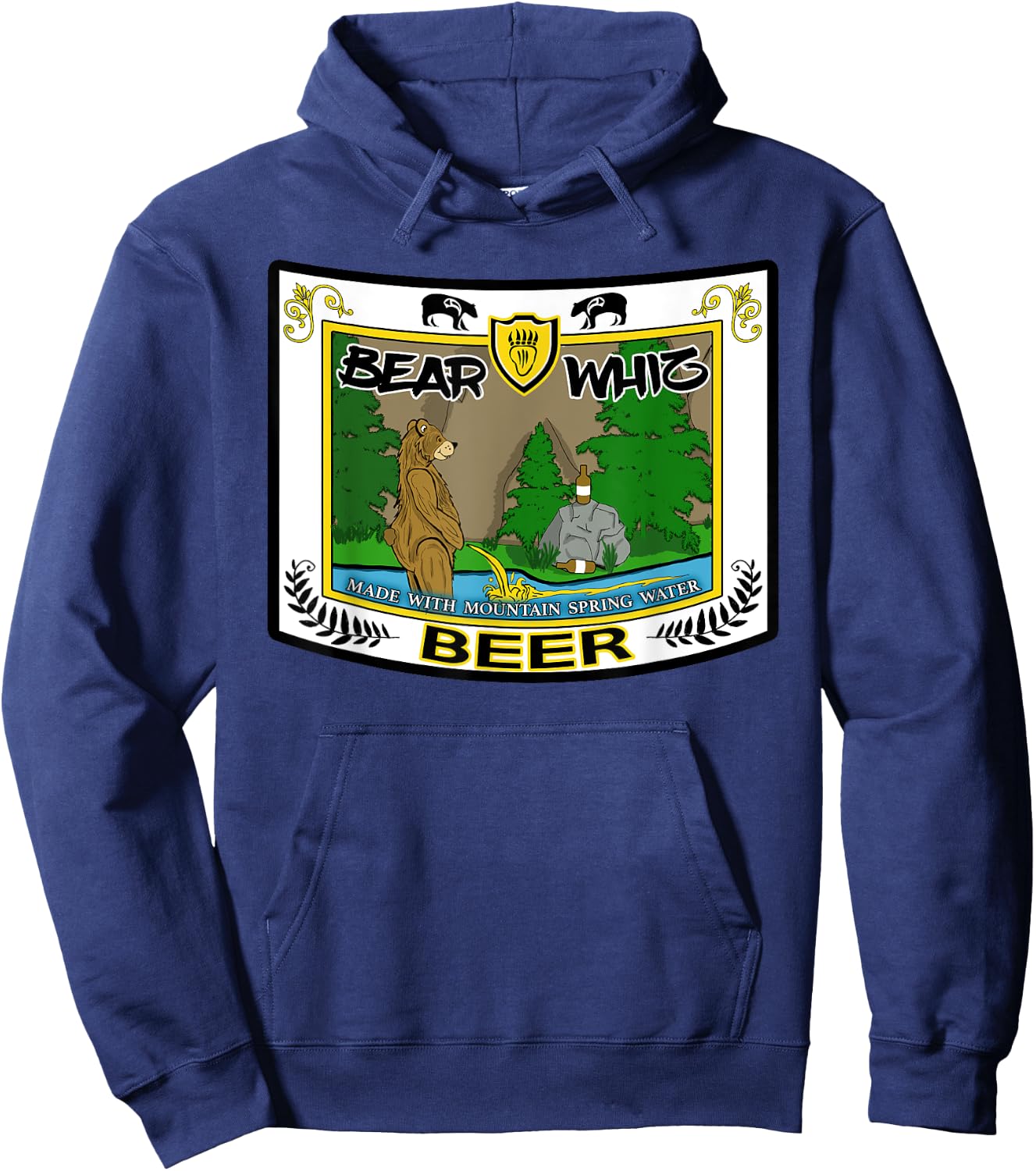 Funny Beer Label Bear Whiz Beer For The Outdoorsman Hoodie - Hoodie | Navy
