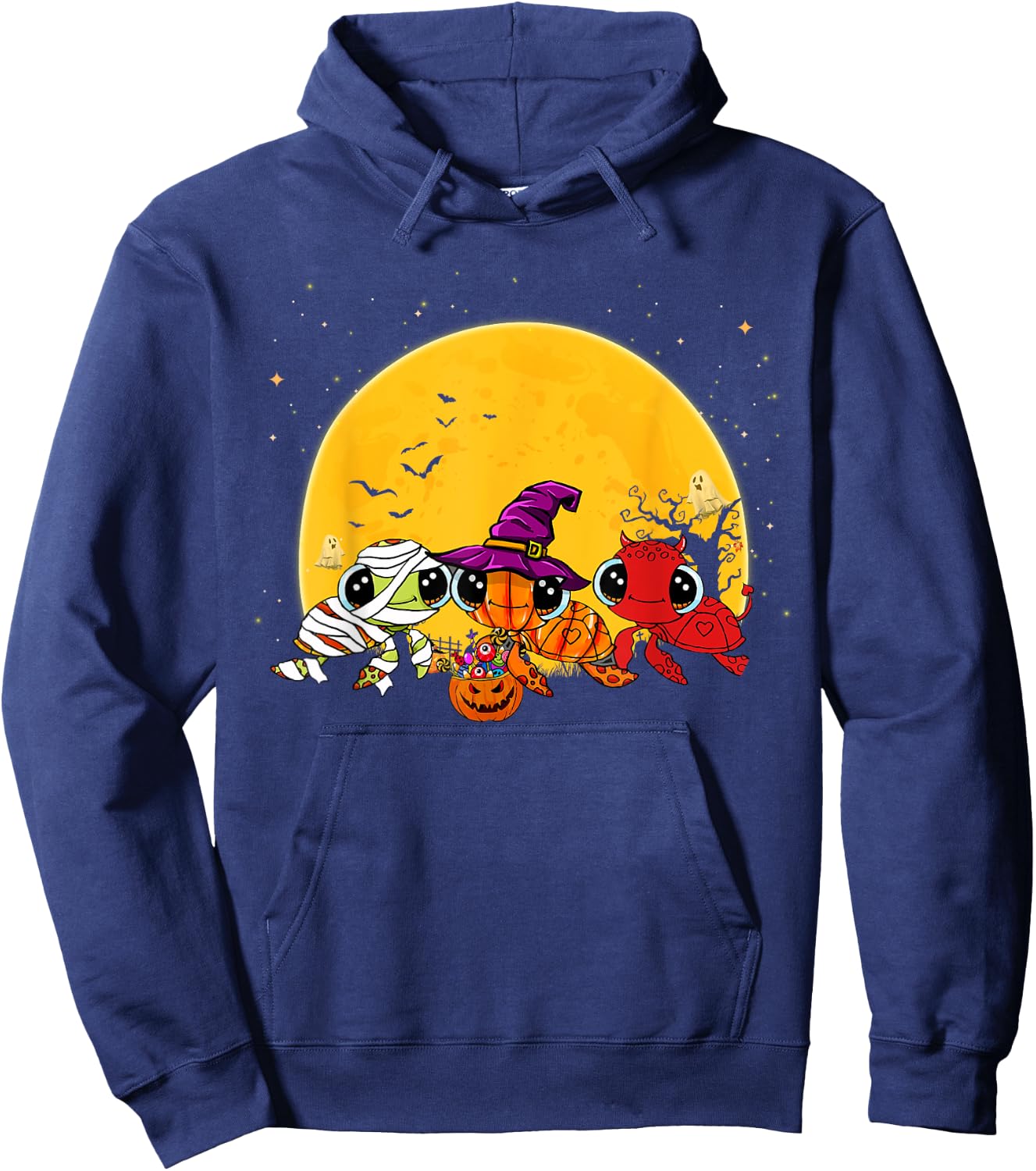 Spooky Sea Turtle Witch Pumpkin Devil Halloween Costume Hoodie - Hoodie | Navy