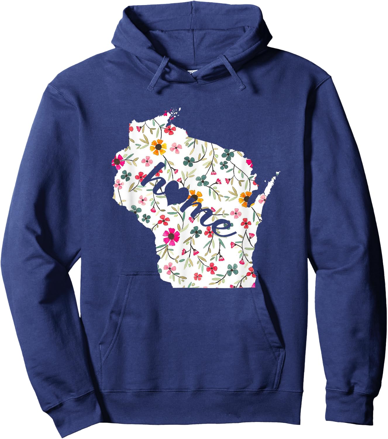 Floral Wisconsin Home Hoodie - Hoodie | Navy