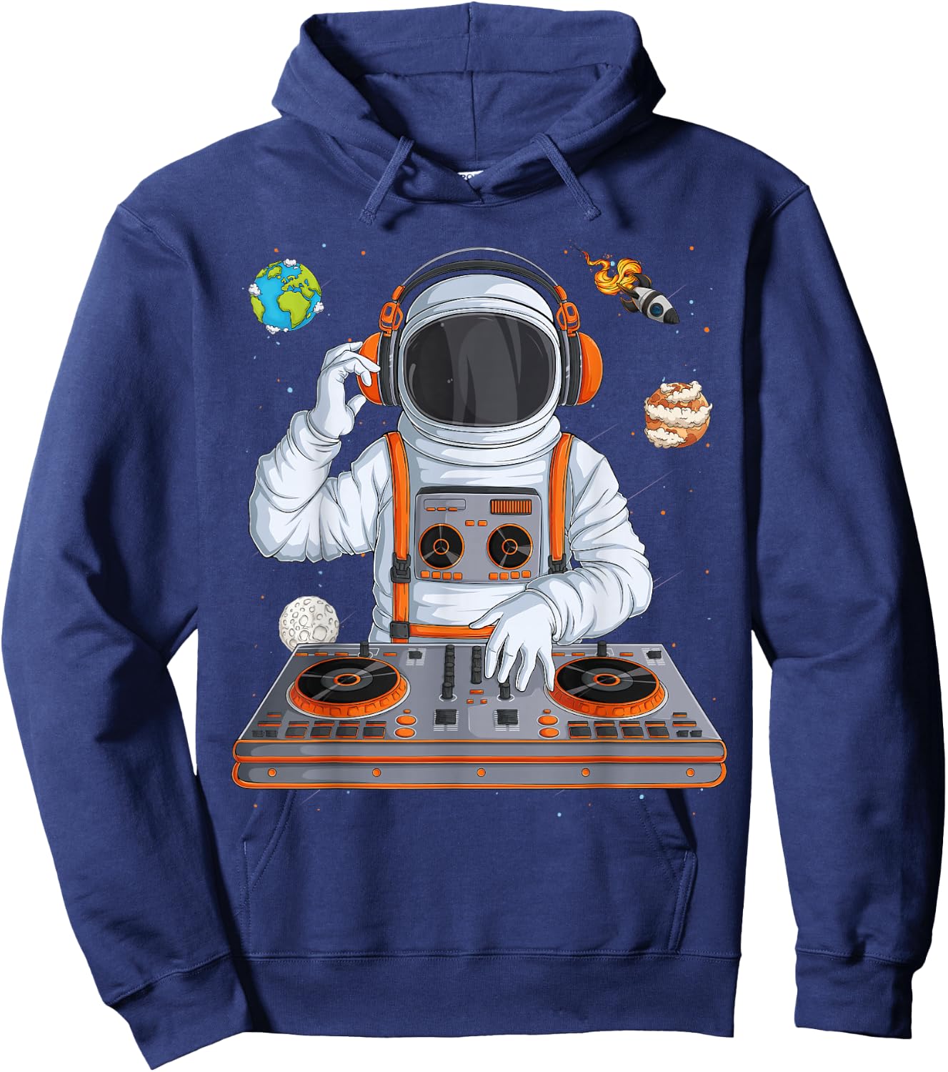 DJ Astronaut Techno Music Lover Outer Space Spaceman Men Hoodie - Hoodie | Navy