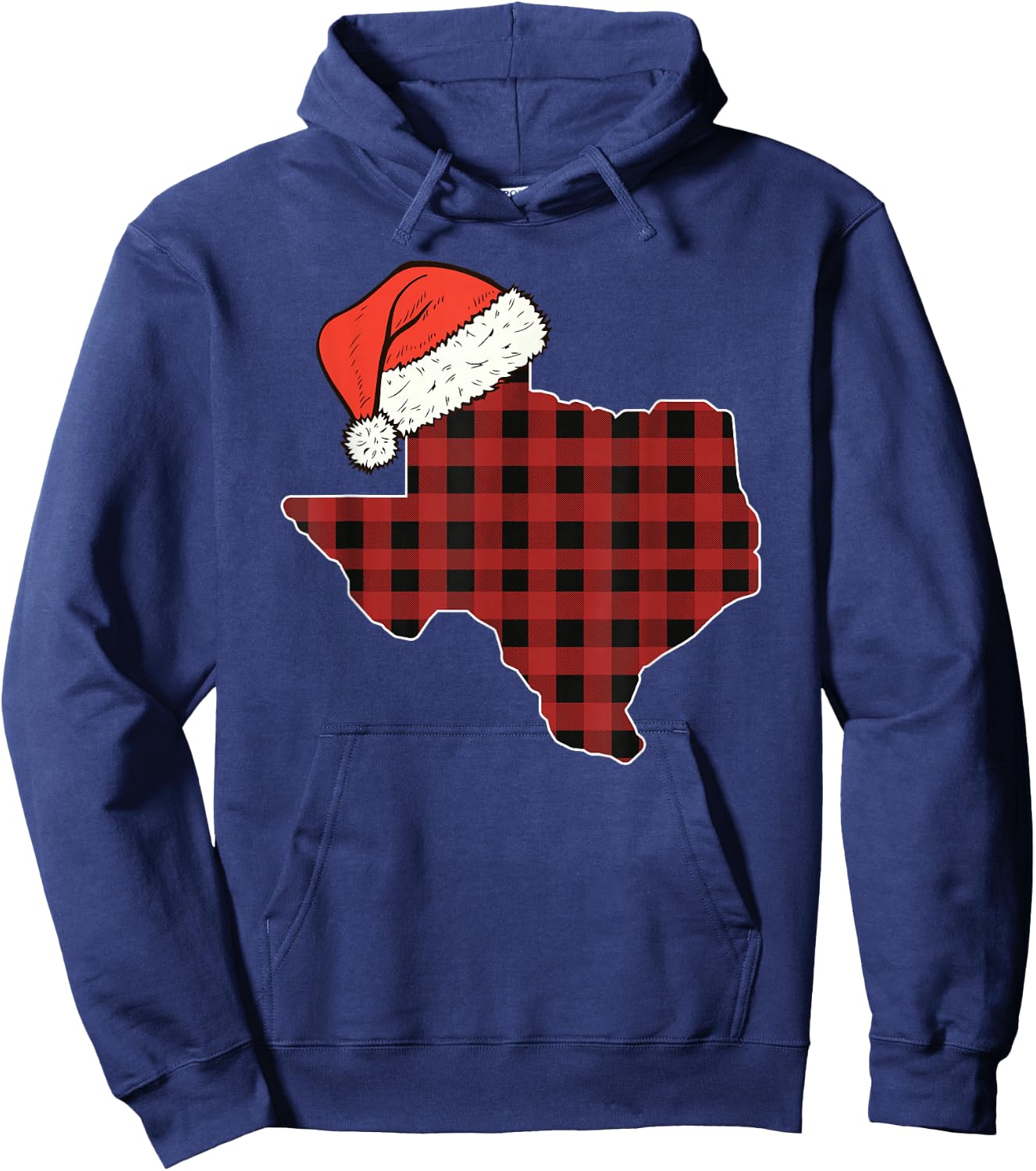 Texas Plaid Christmas Santa Hat Holiday Matching Hoodie - Hoodie | Navy