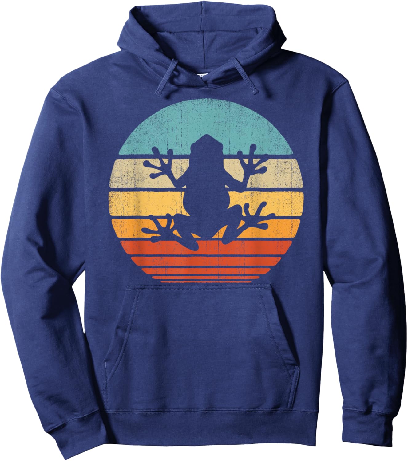 Frog Retro Vintage 60s 70s Sunset Amphibian Animal Men Women Hoodie - Hoodie | Navy