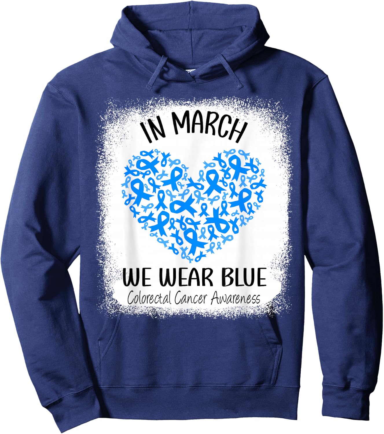 Heart March We Wear Blue Colorectal Cancer Awareness Colon Hoodie - Hoodie | Navy