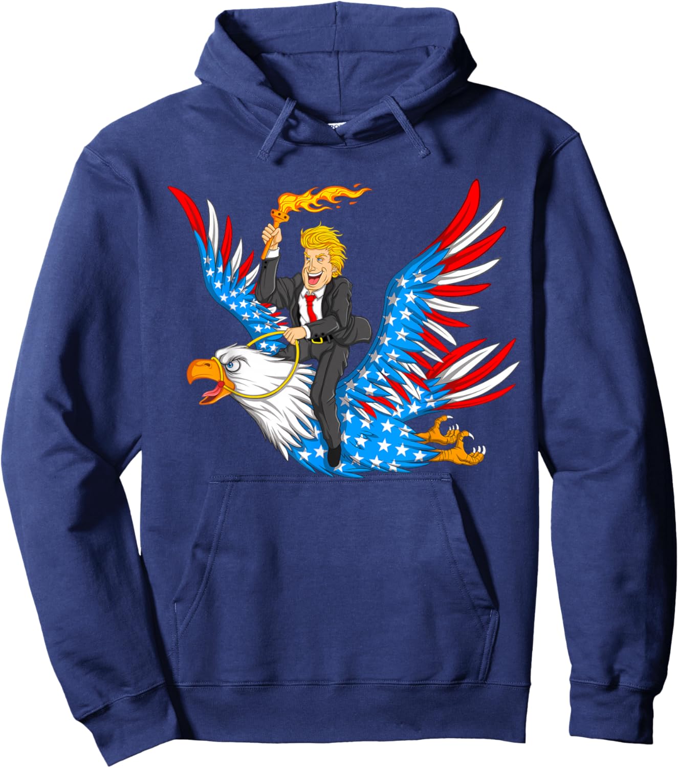 Trump On USA Eagle Cute US 4th Of July Funny American Gift Kids Men Hoodie - Hoodie | Navy