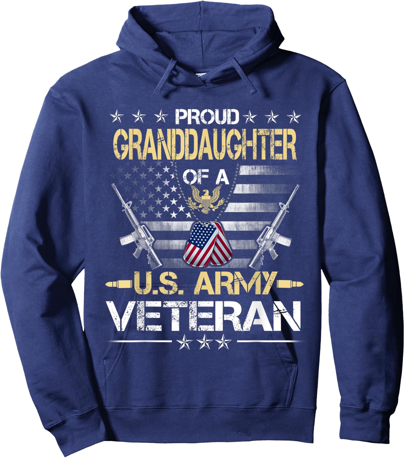 Proud Granddaughter Of A U.S. Army Veteran Flag , Veterans Hoodie - Hoodie | Navy