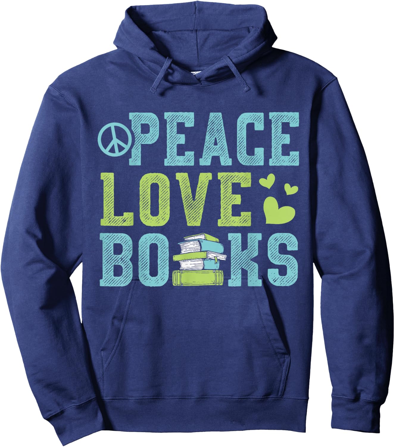 Books Peace Love Bookworm Book Nerd Book Lover Reading Gift Hoodie - Hoodie | Navy