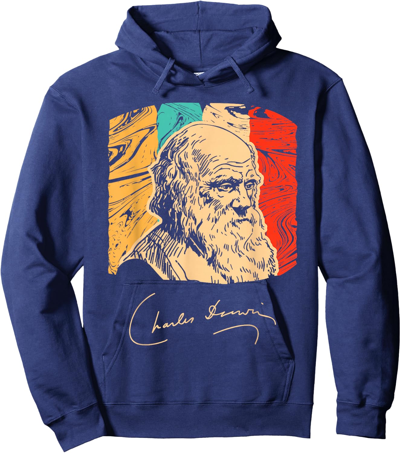 Charles Darwin Naturalist Biologist Scientist Retro T shirt Hoodie - Hoodie | Navy