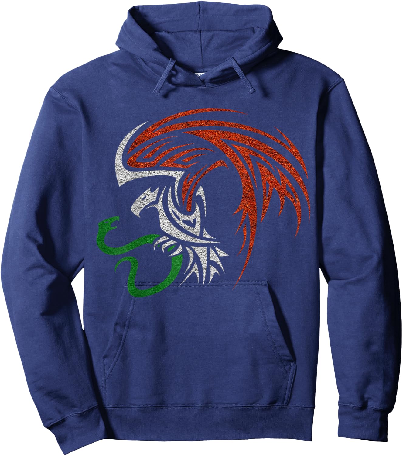 Mexican Eagle Aztec Style - Mexican Coat of Arms Tribal Hoodie - Hoodie | Navy
