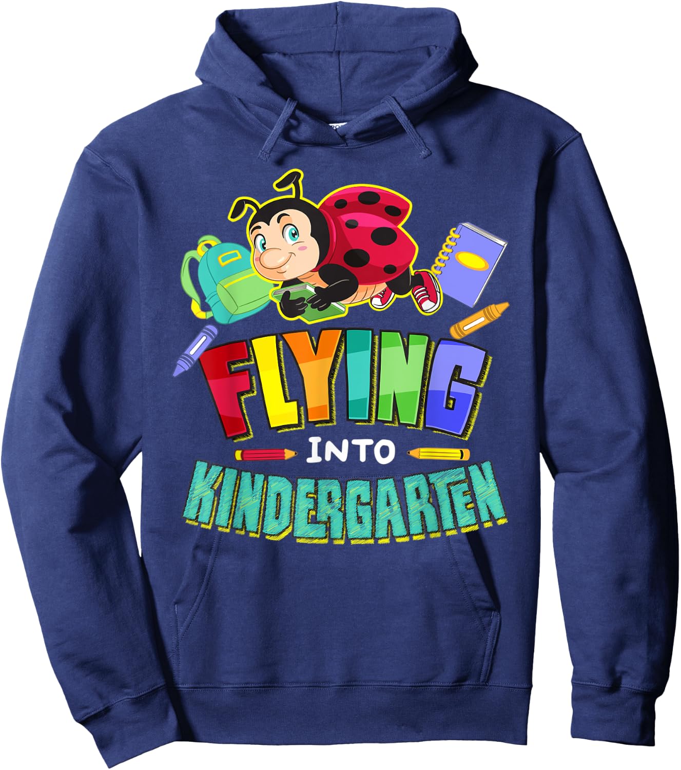Flying Into Kindergarten Ladybug Back To School First Day Hoodie - Hoodie | Navy