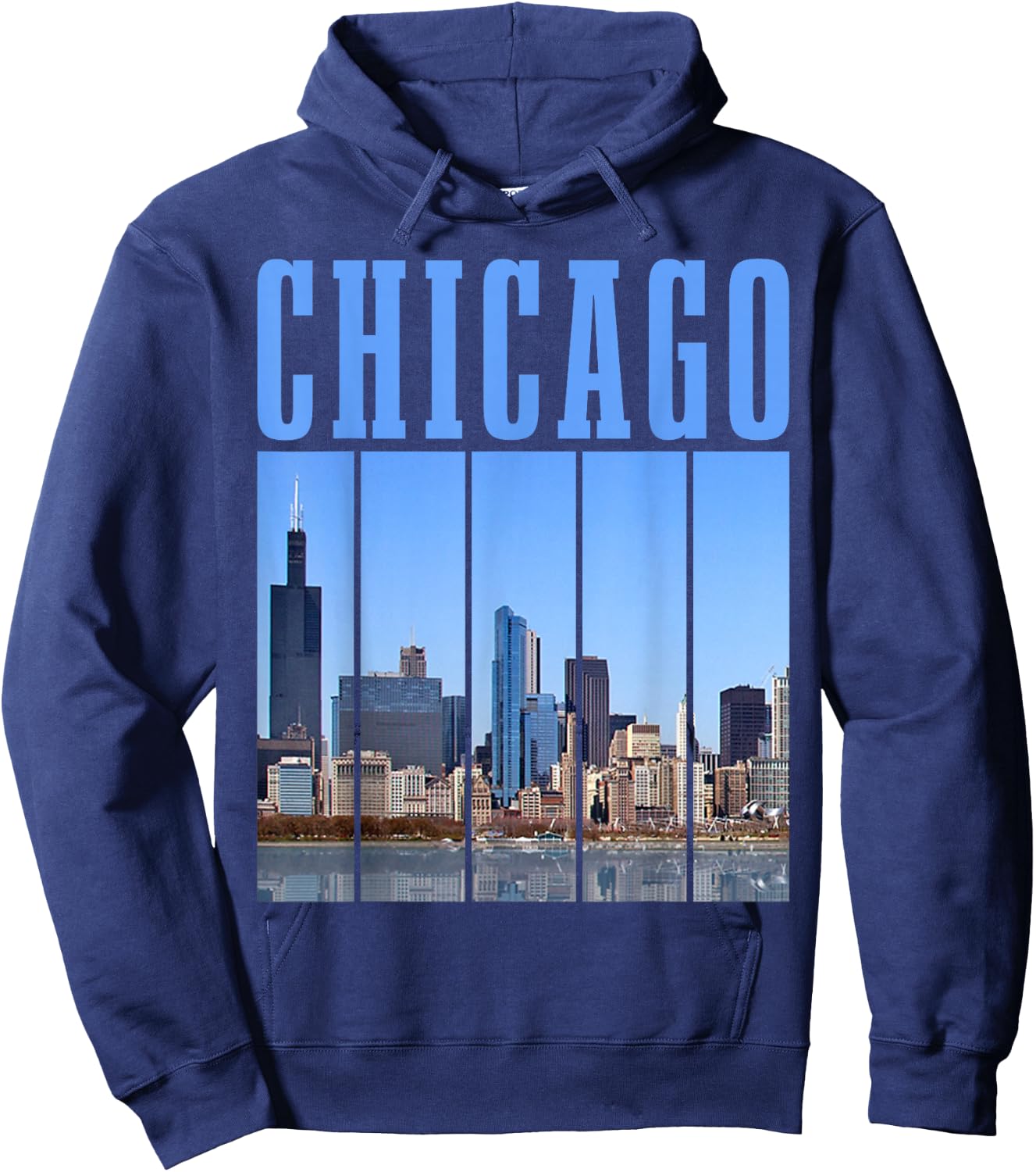 Chicago Illinois Vintage Pride Chicago Skyline Hoodie - Hoodie | Navy