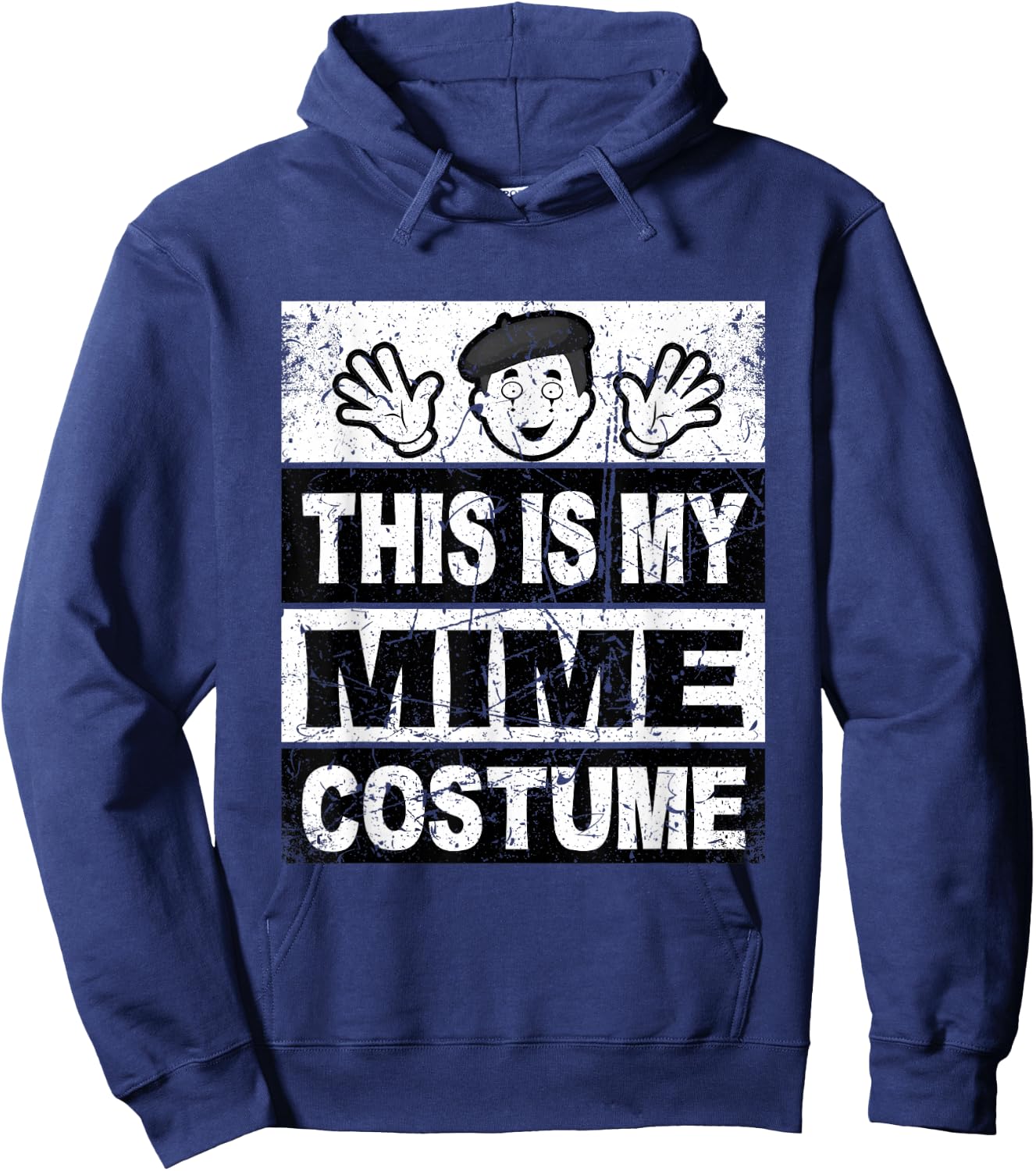 Retro Mime Costume Shirt Boys Mask Lazy Outfit Hoodie - Hoodie | Navy