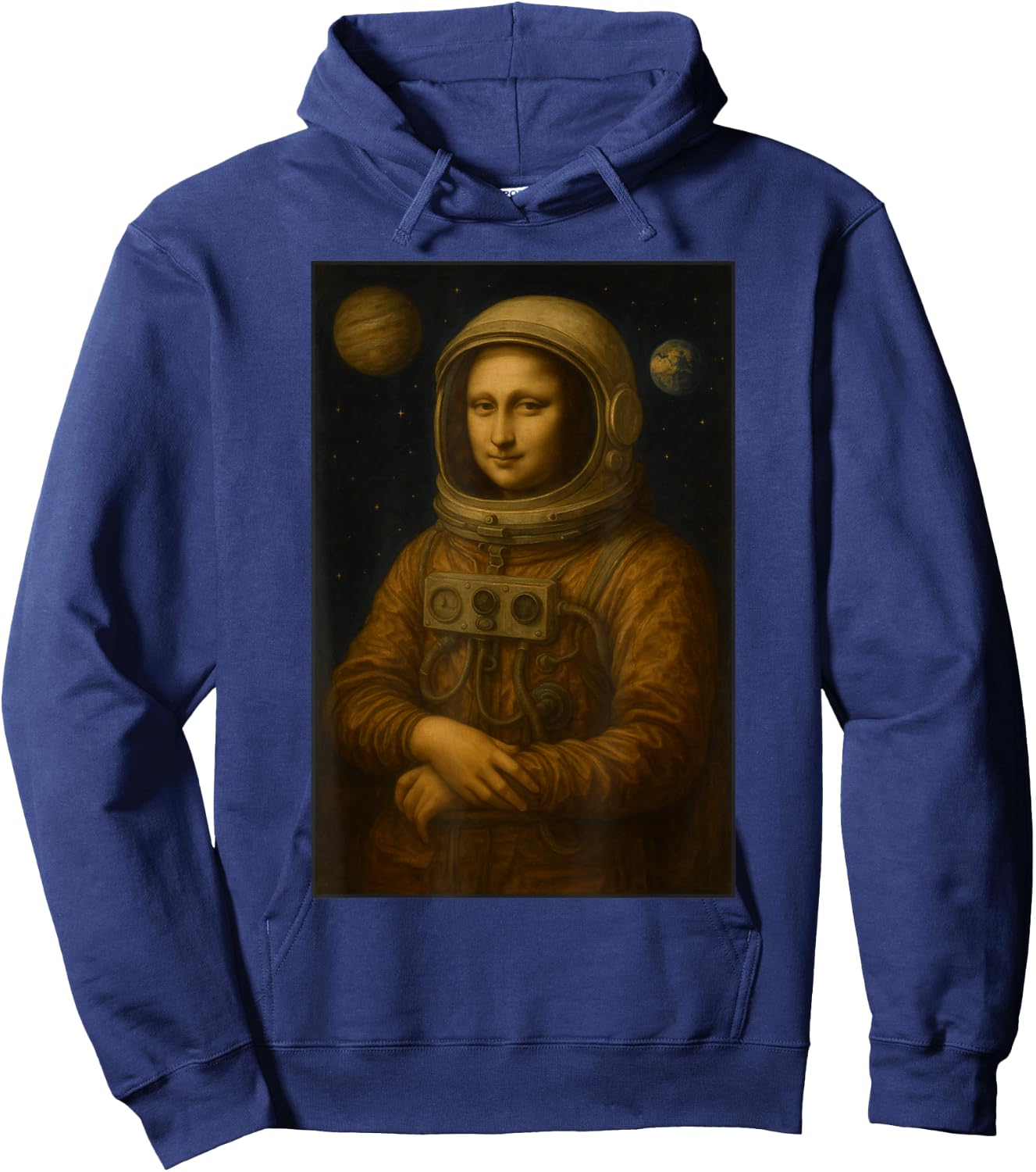 Mona Lisa Astronaut Space Art Aesthetic Cosmic Renaissance Hoodie - Hoodie | Navy
