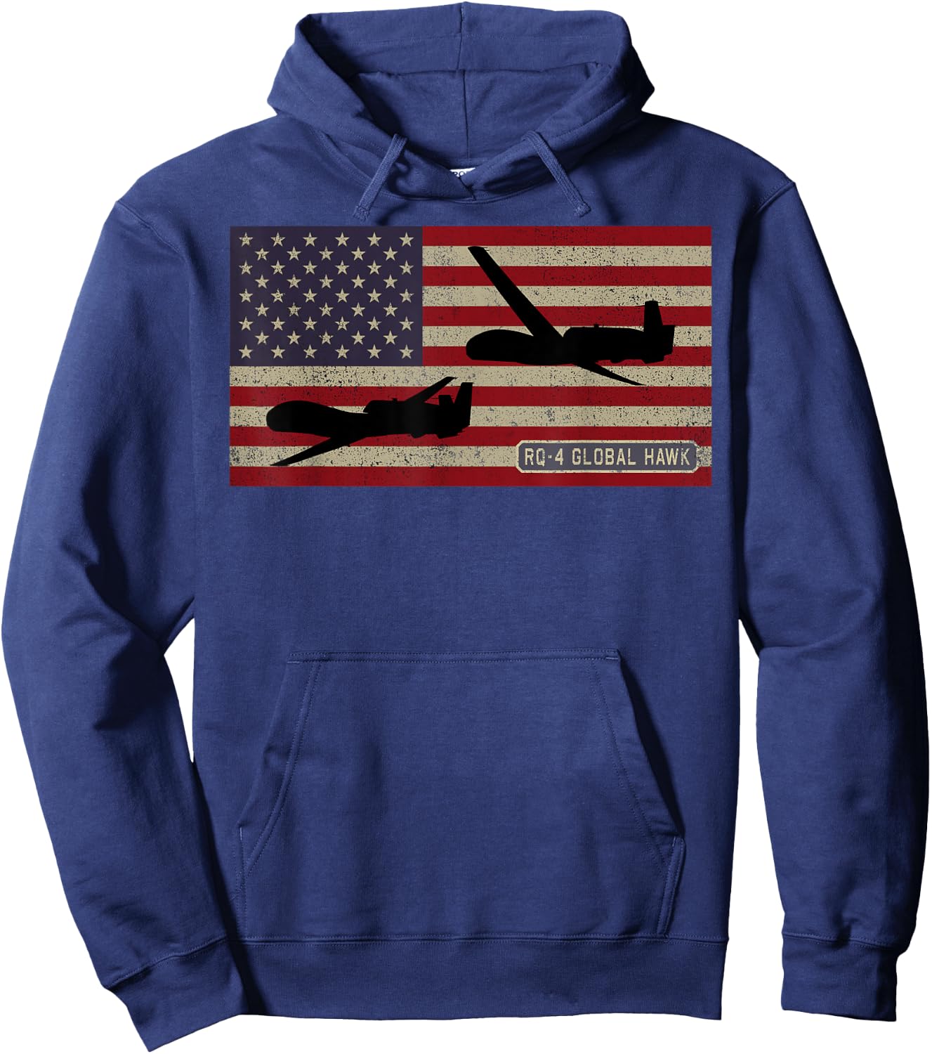 RQ-4 Global Hawk Military UAV Drone American Flag Hoodie - Hoodie | Navy