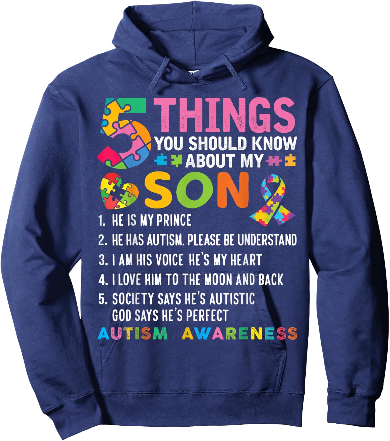 5 Things You Should Know About My Son Autism Awareness Hoodie - Hoodie | Navy