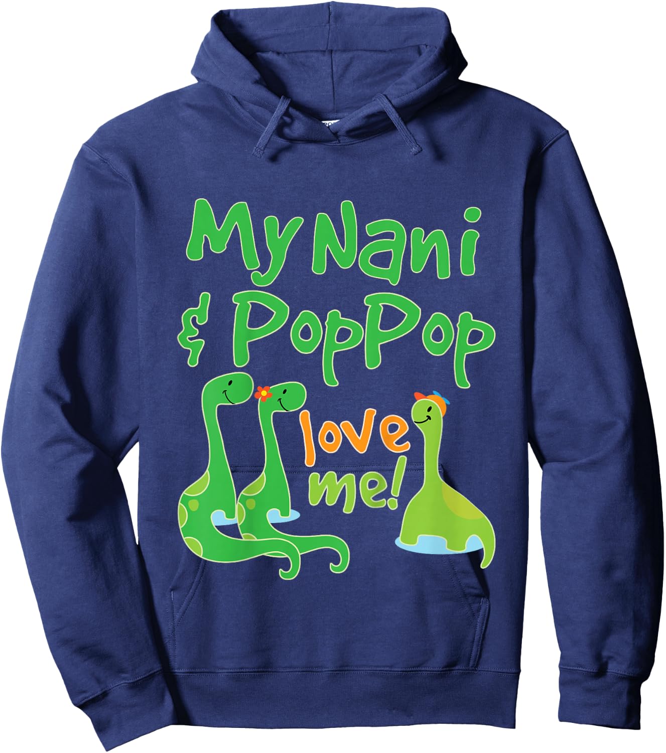 Kids My Nani and Poppop Love Me Grandson Dinosaur Hoodie - Hoodie | Navy