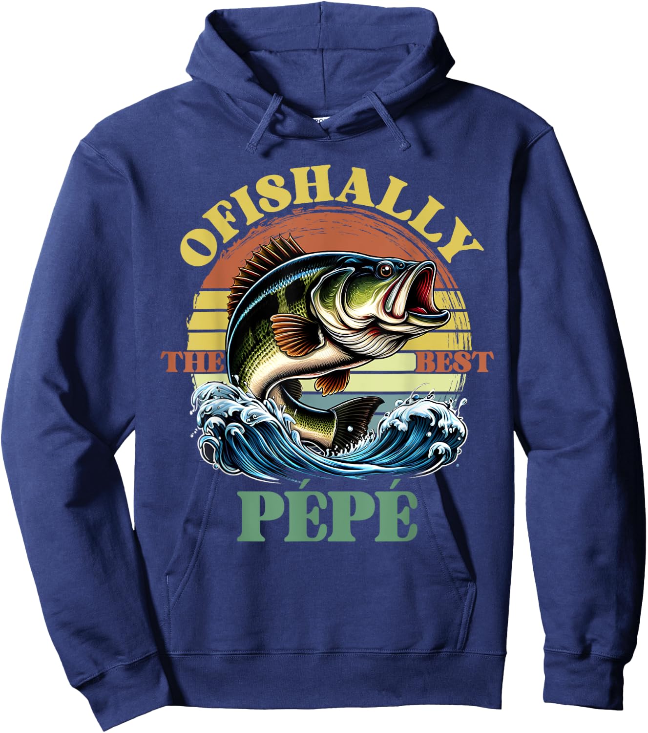 Ofishally The Best Pepe Retro Vintage Bass Fishing Hoodie - Hoodie | Navy