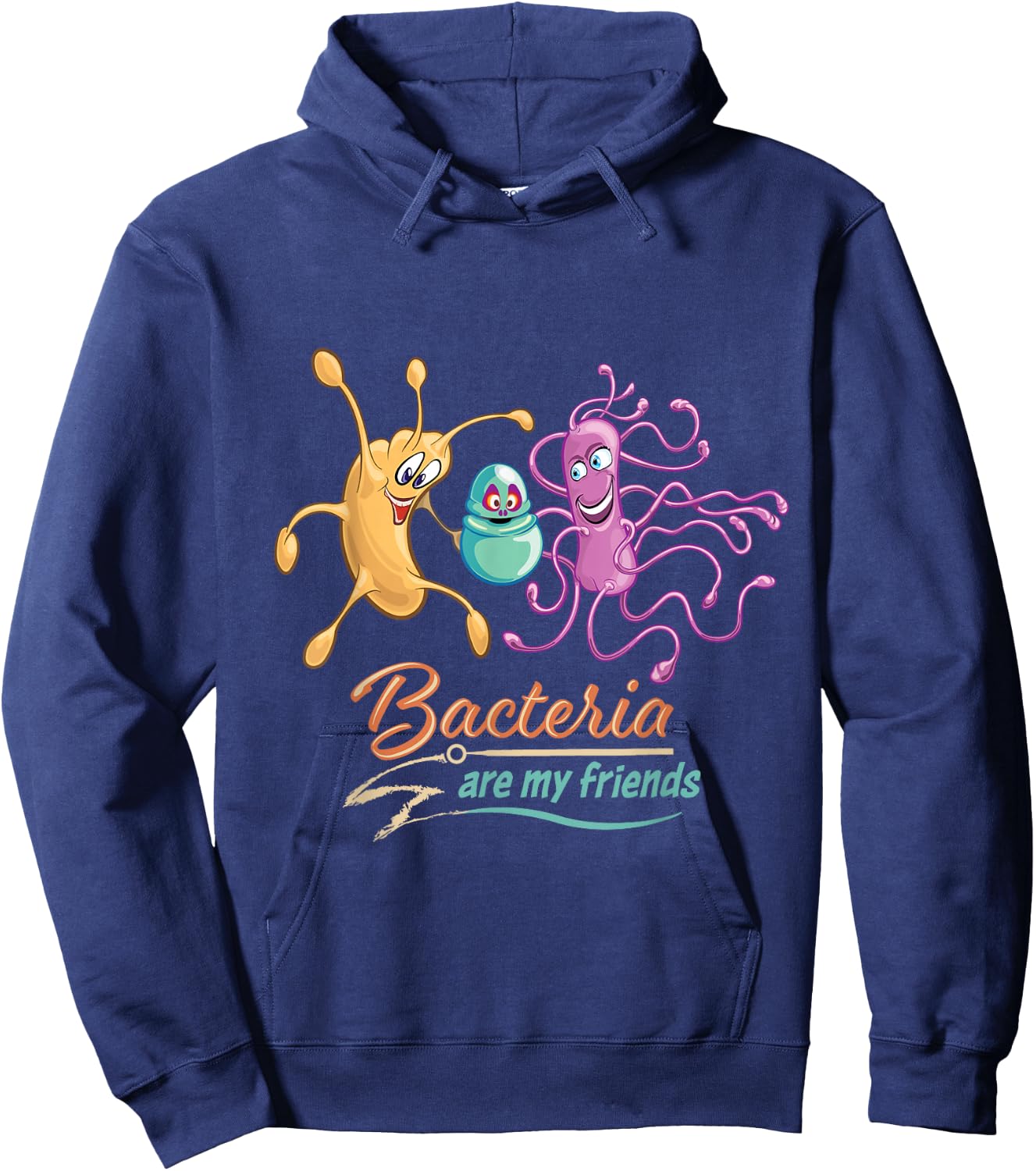 Microbiology - Bacteria Are My Friends Retro Culture Cartoon Hoodie - Hoodie | Navy