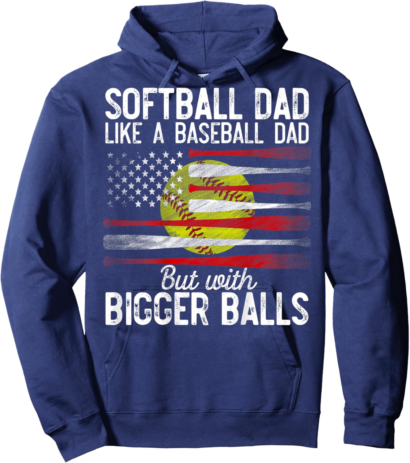 Softball Dad Like A Baseball Dad Definition On Back Hoodie - Hoodie | Navy
