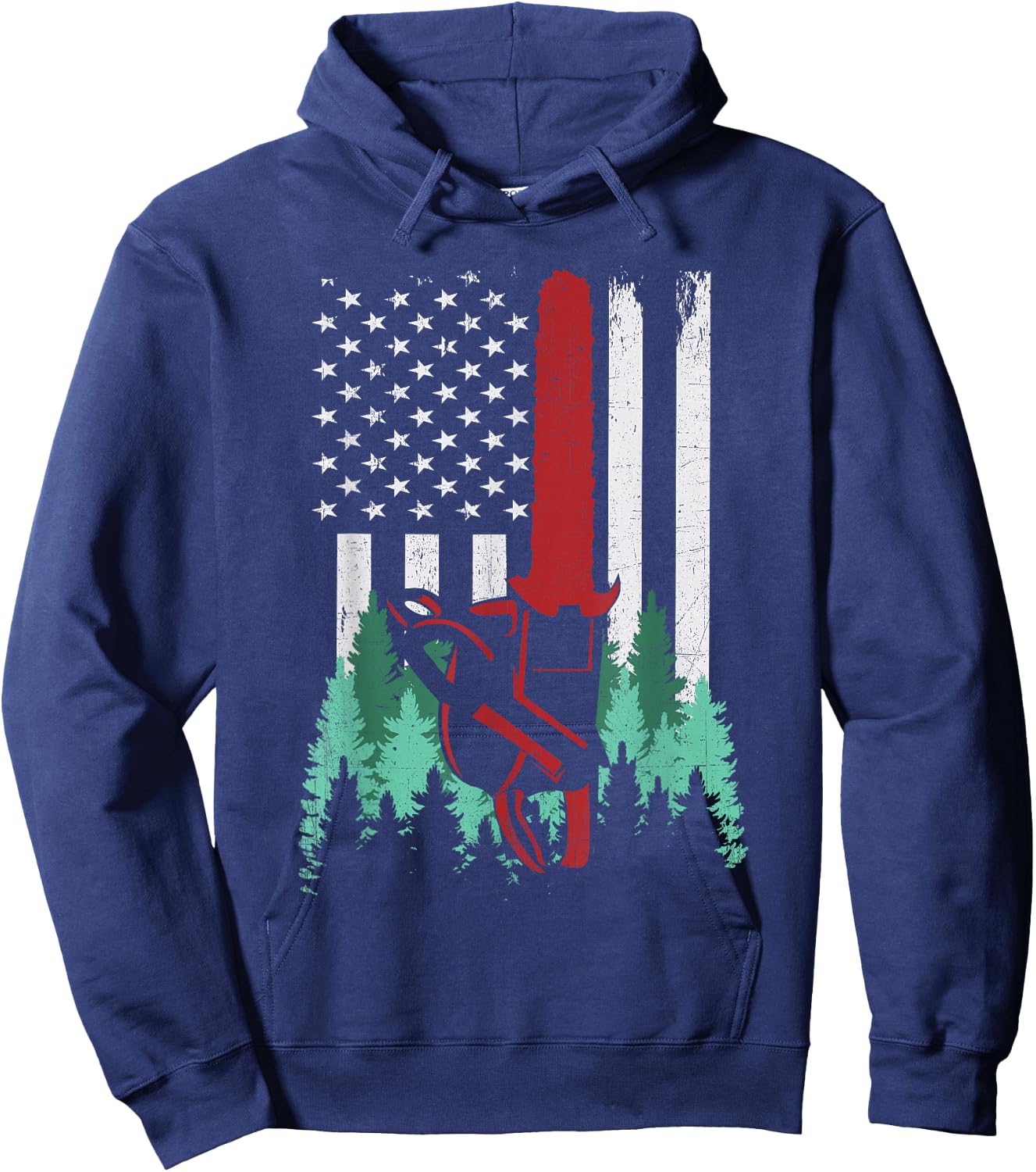Funny Thin Red Line Logger Arborist Lumberjack American Flag Women Men Hoodie - Hoodie | Navy