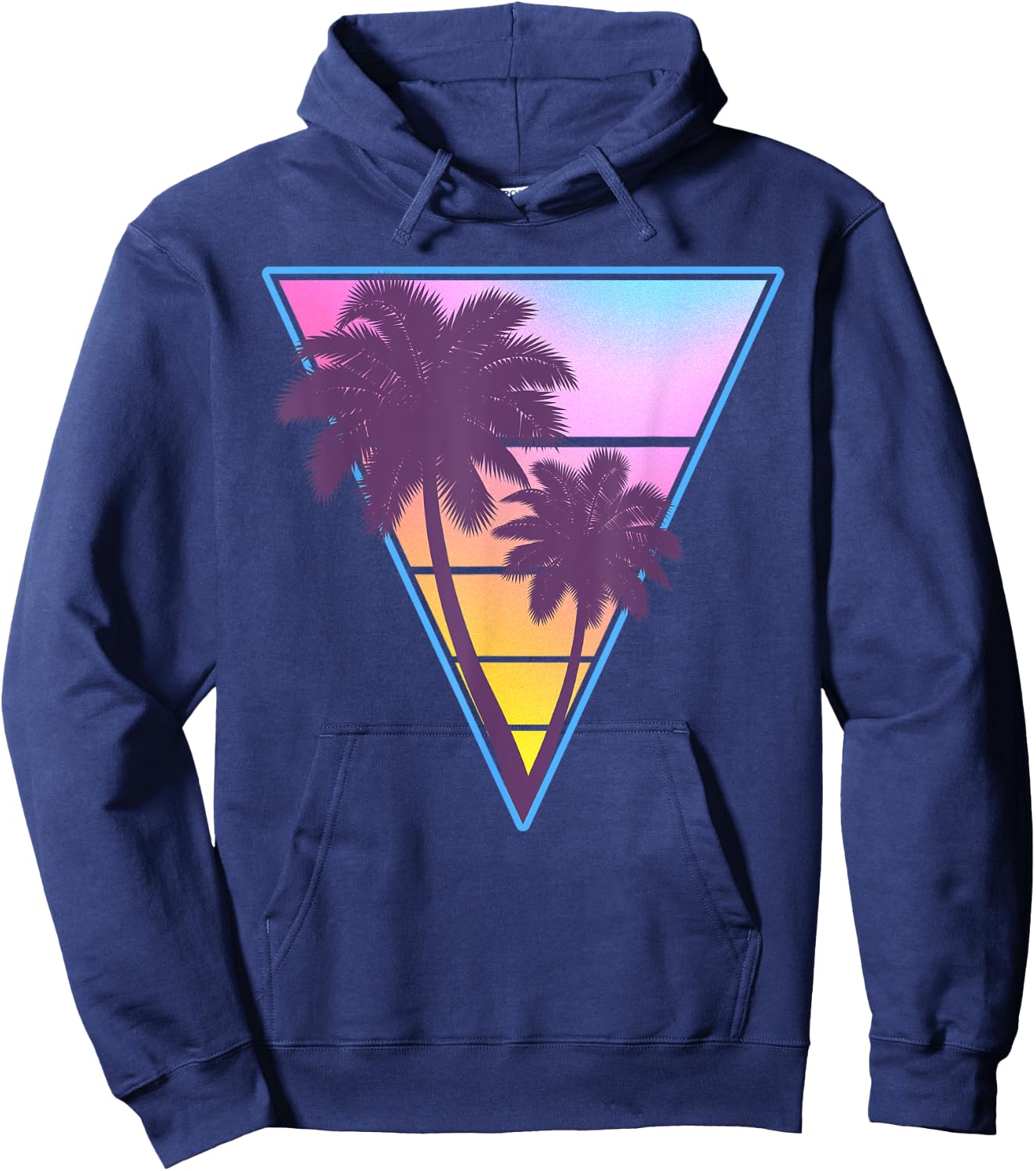 Vaporwave Aesthetic Sunset 1990s 1980s Retro Palm Tree Beach Men Women Kids Hoodie - Hoodie | Navy