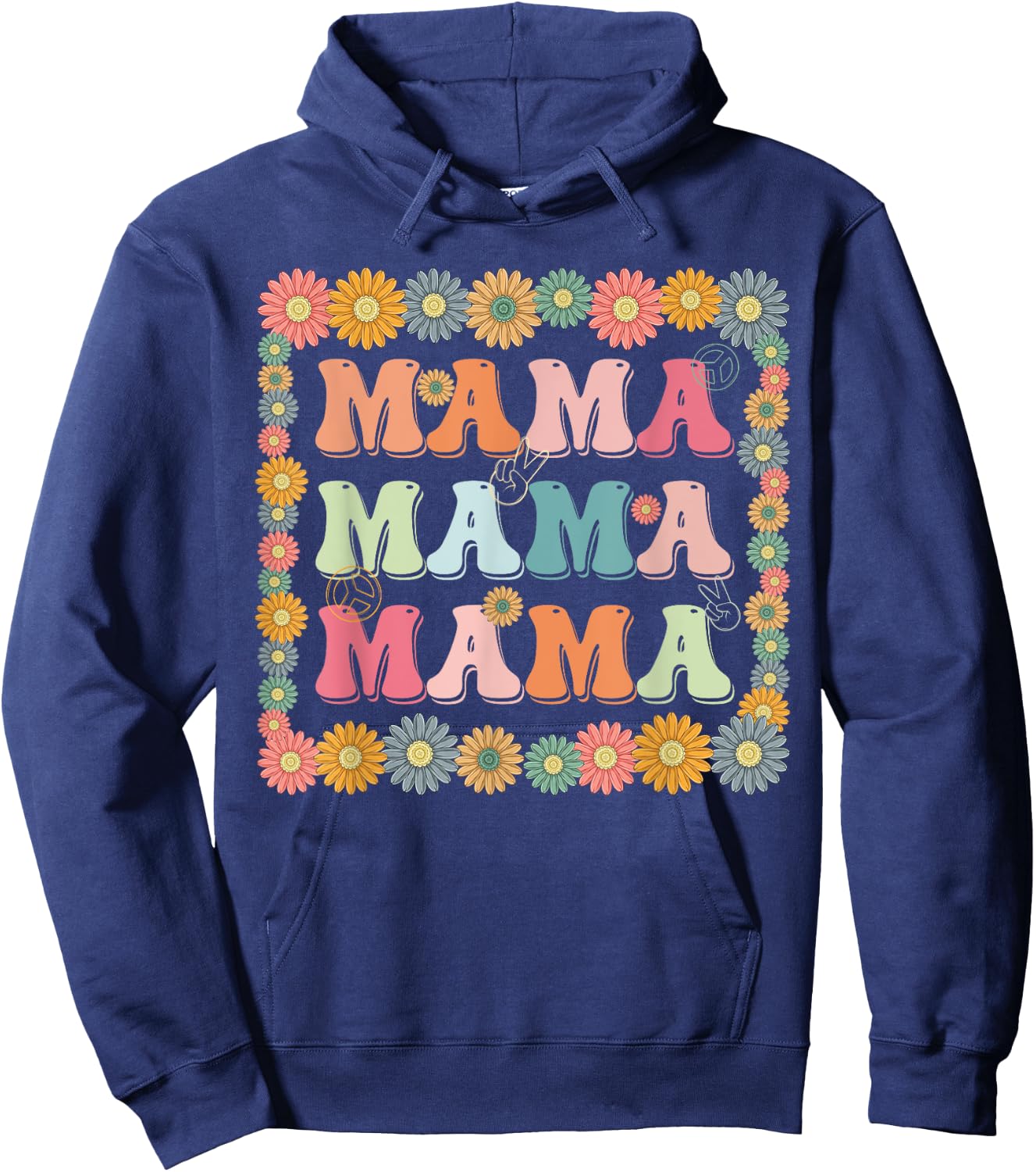 Groovy Mama Family Matching Mother's Day Party Women Hippie Hoodie - Hoodie | Navy
