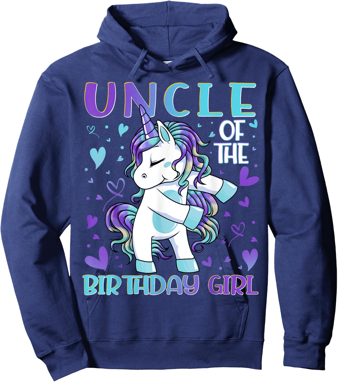 Uncle of the Birthday Girl Flossing Unicorn Uncle Gifts Hoodie - Hoodie | Navy