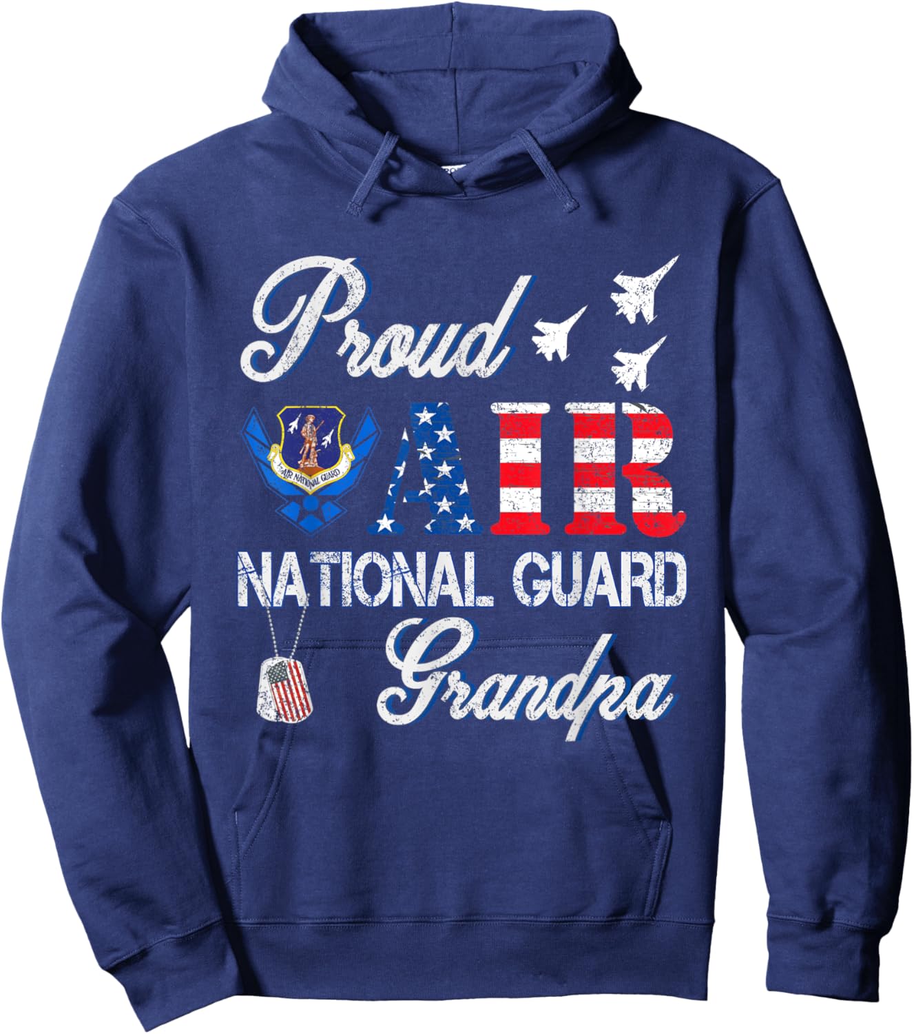 Proud Air National Guard Grandpa Air Force Veterans Day Hoodie - Hoodie | Navy