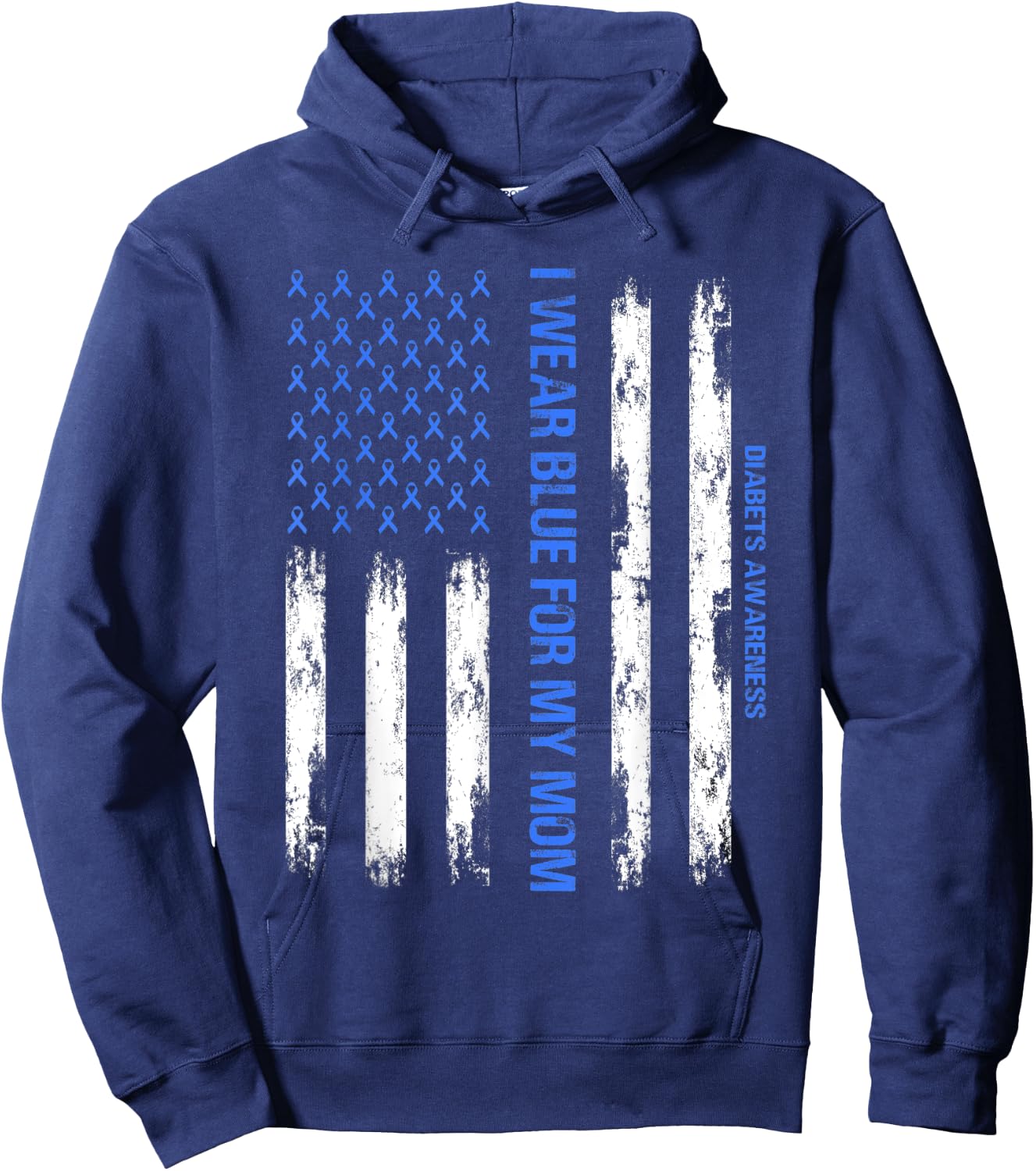 I Wear Blue For My Mom Diabetes Awareness Toddler Son Boys Hoodie - Hoodie | Navy