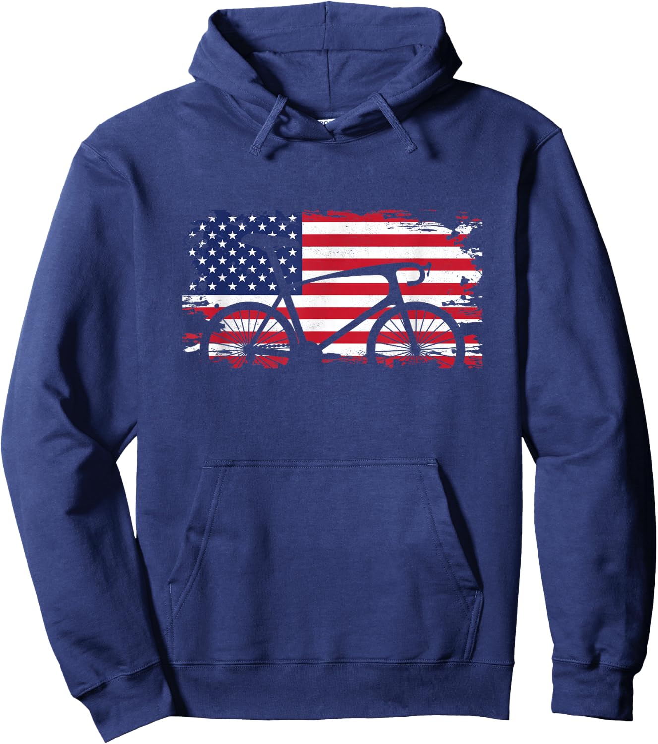 American Flag Road Biking Cycling Apparel - Bicycle Cycling Hoodie - Hoodie | Navy
