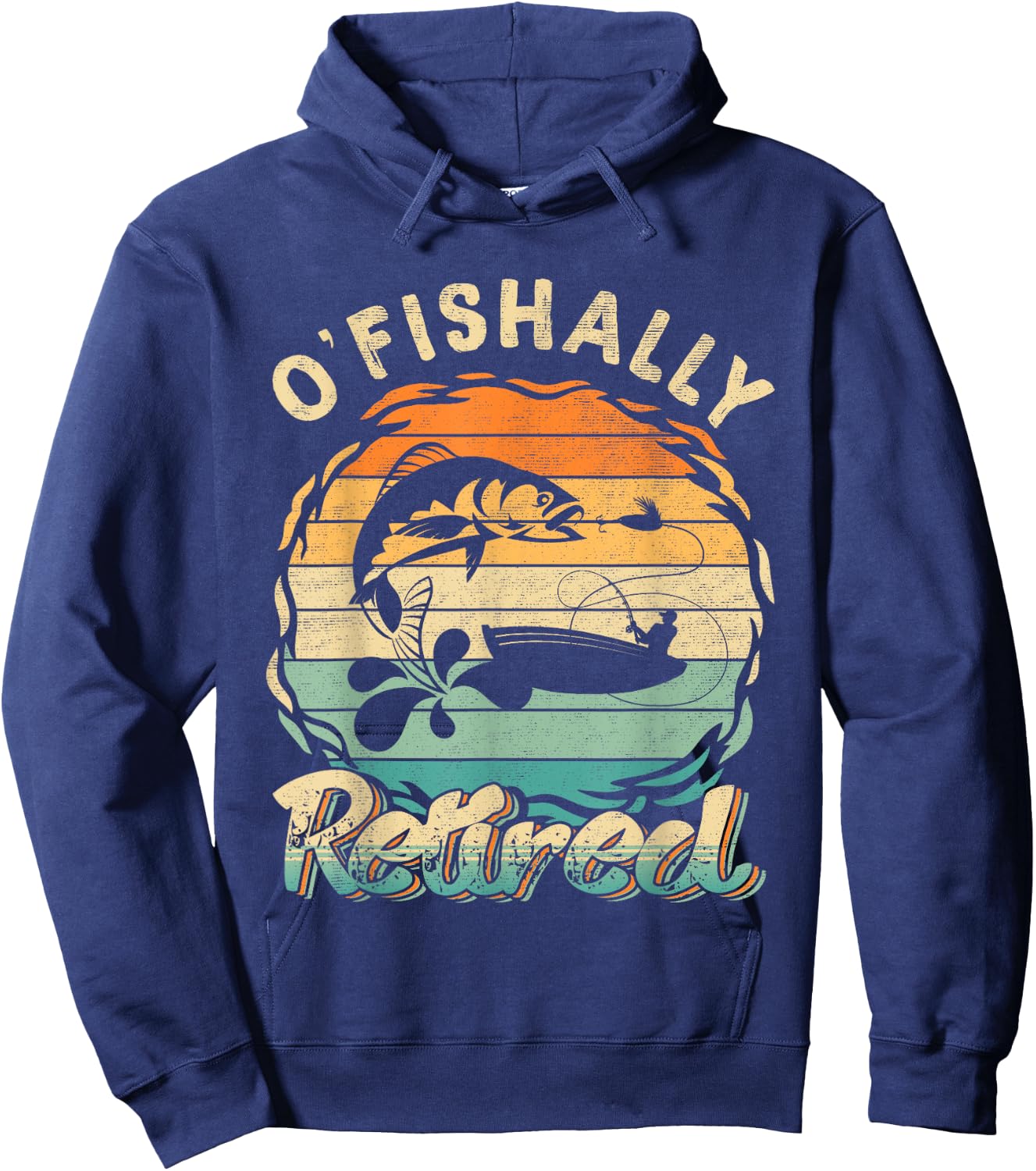 Funny O'fishally Retired for Retired Fishing Men Vintage Hoodie - Hoodie | Navy