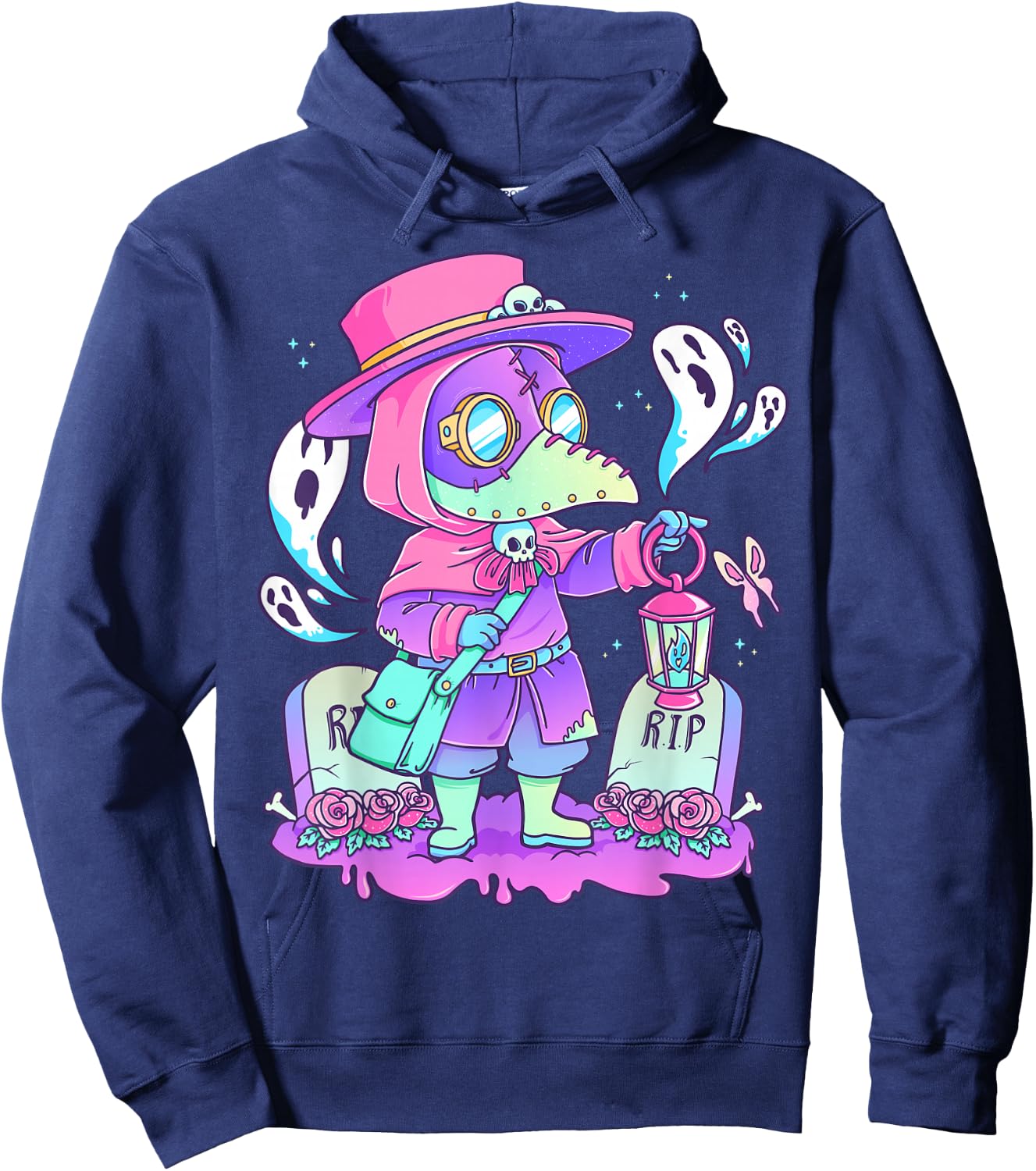 Pastel Goth Cute Creepy Plague Doctor Kawaii Menhera Wiccan Small Hoodie - Hoodie | Navy