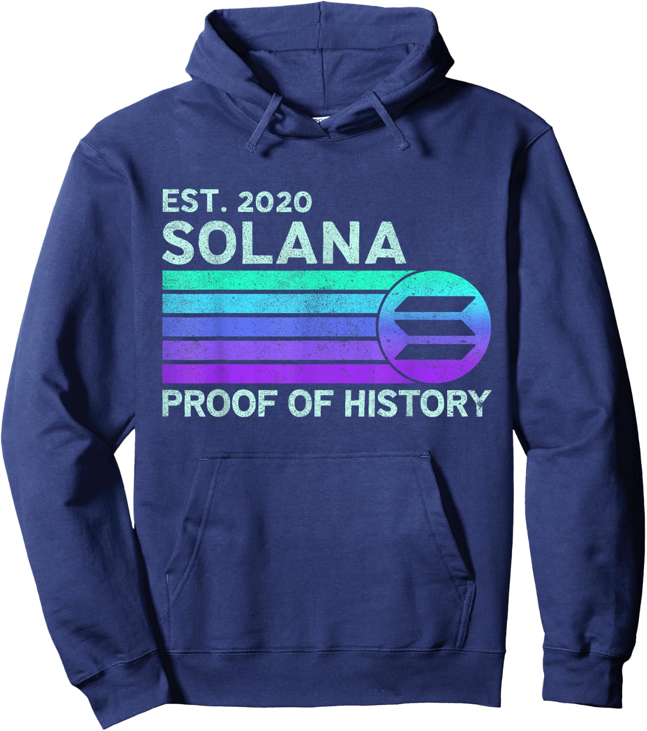 Vintage Solana SOL Crypto Proof of History | Retro Solana Hoodie - Hoodie | Navy