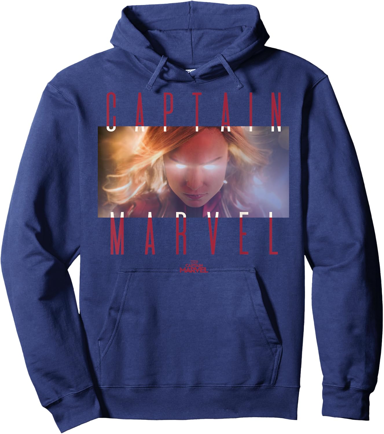 Captain Marvel Powerful Glow Eyes Poster Graphic Hoodie - Hoodie | Navy
