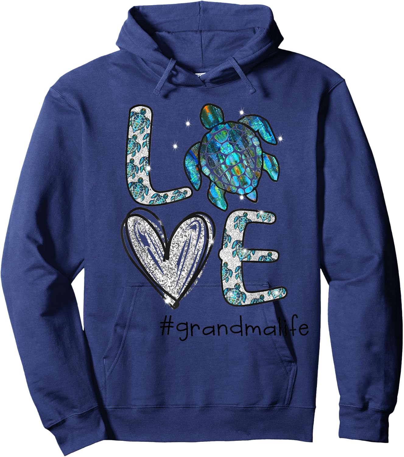 Grandma Turtle - Love Grandma Life Sea Turtle Hoodie - Hoodie | Navy