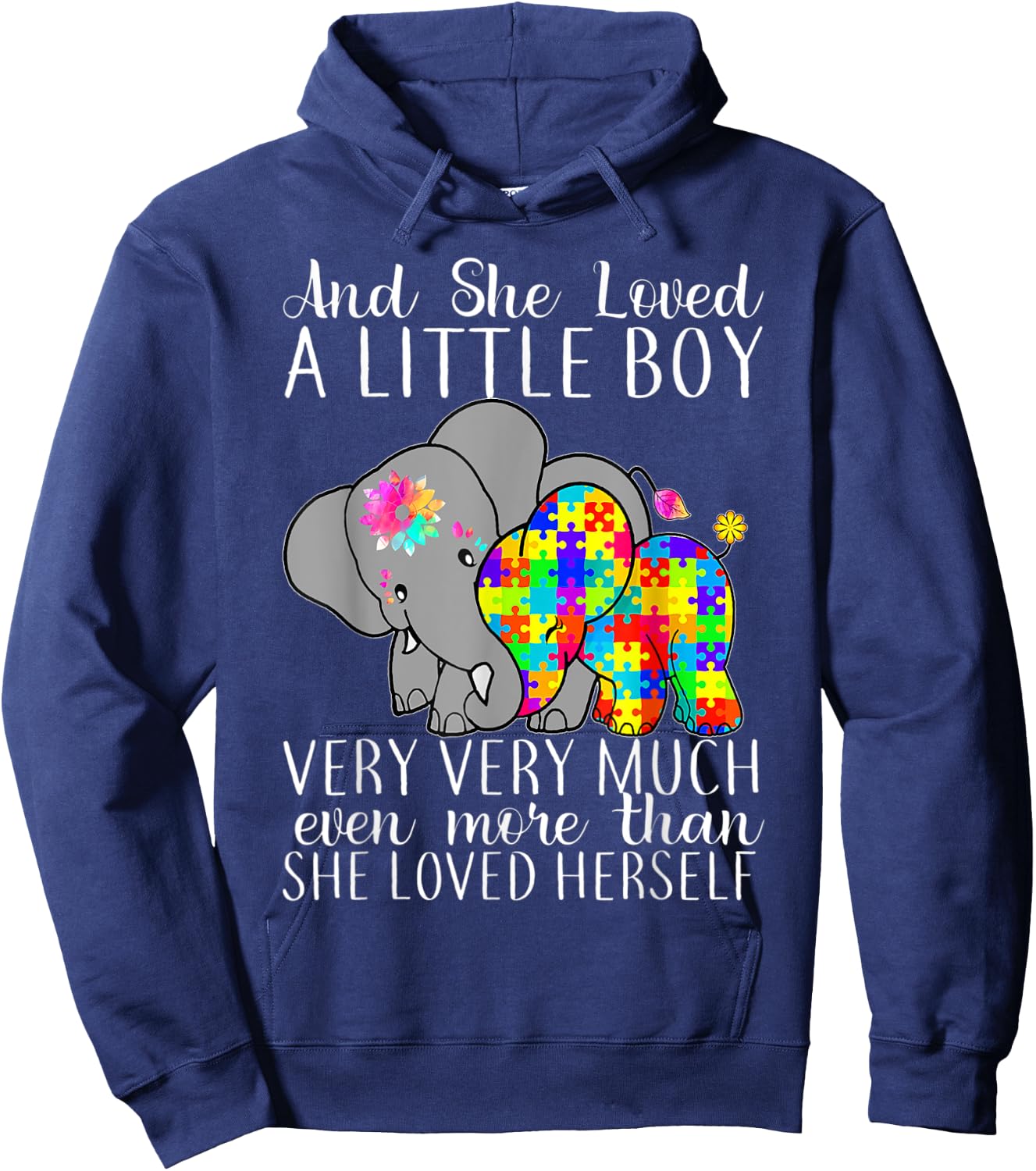 She Loved A Little Boy Very Much Autism Elephant Mom Hoodie - Hoodie | Navy